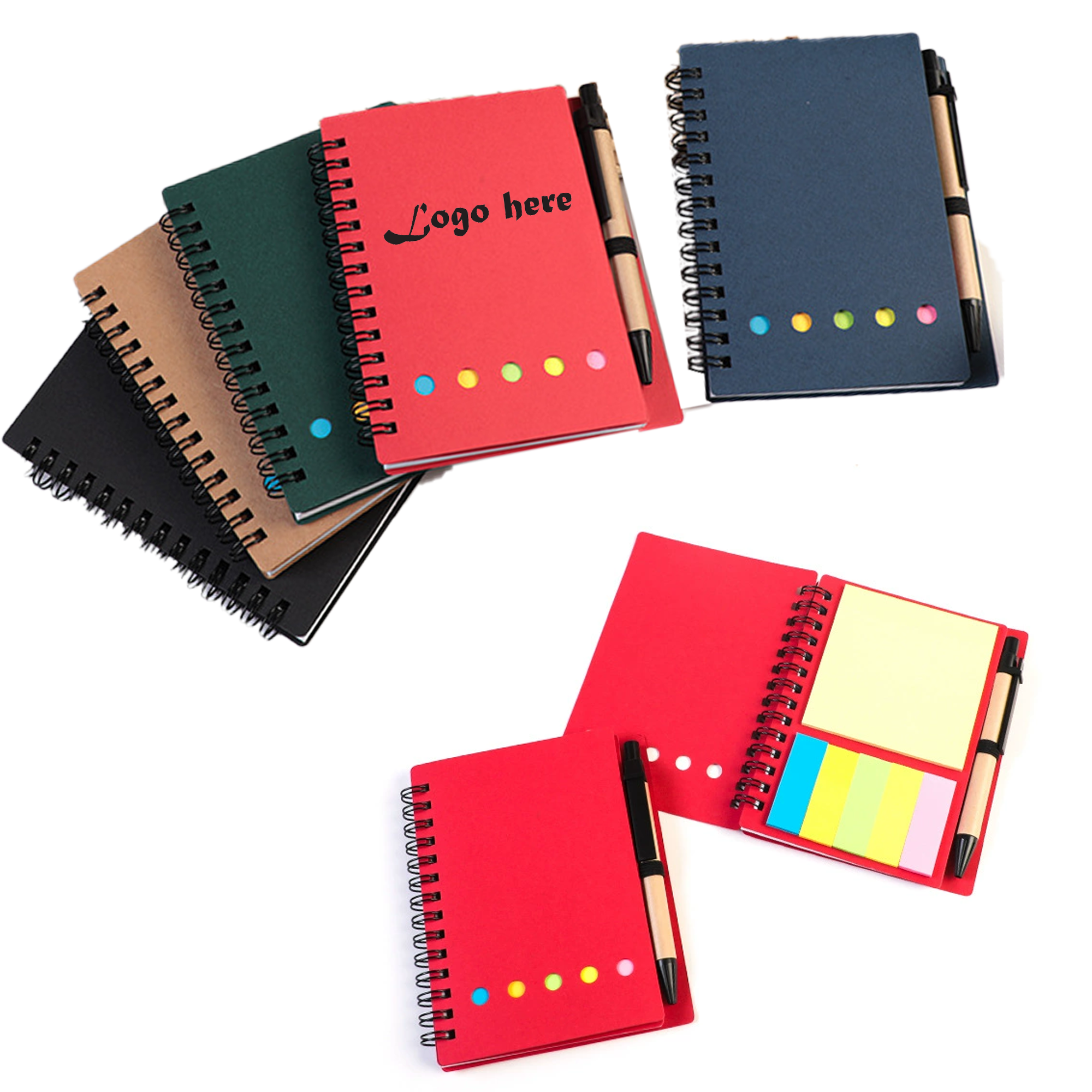 5.3"L X 4.1"W Custom Loose-leaf Kraft Paper Sticky Flag Jotter Note Pad 2