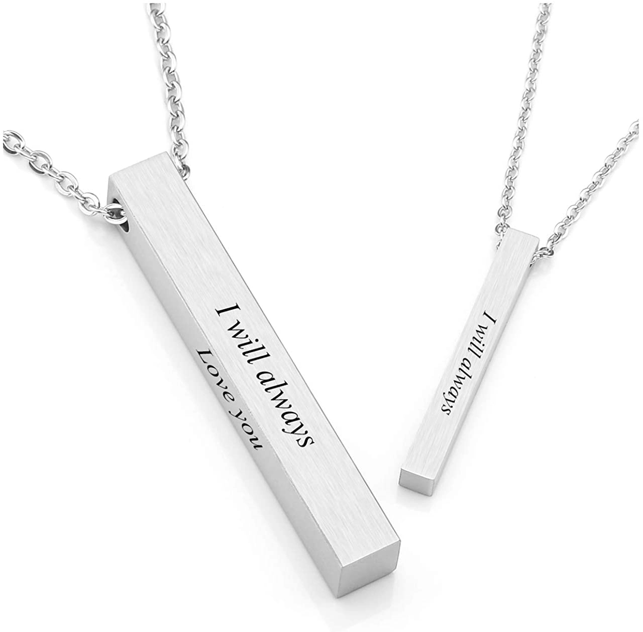 Personalized Engraved Stainless Steel Necklace - Bar 3