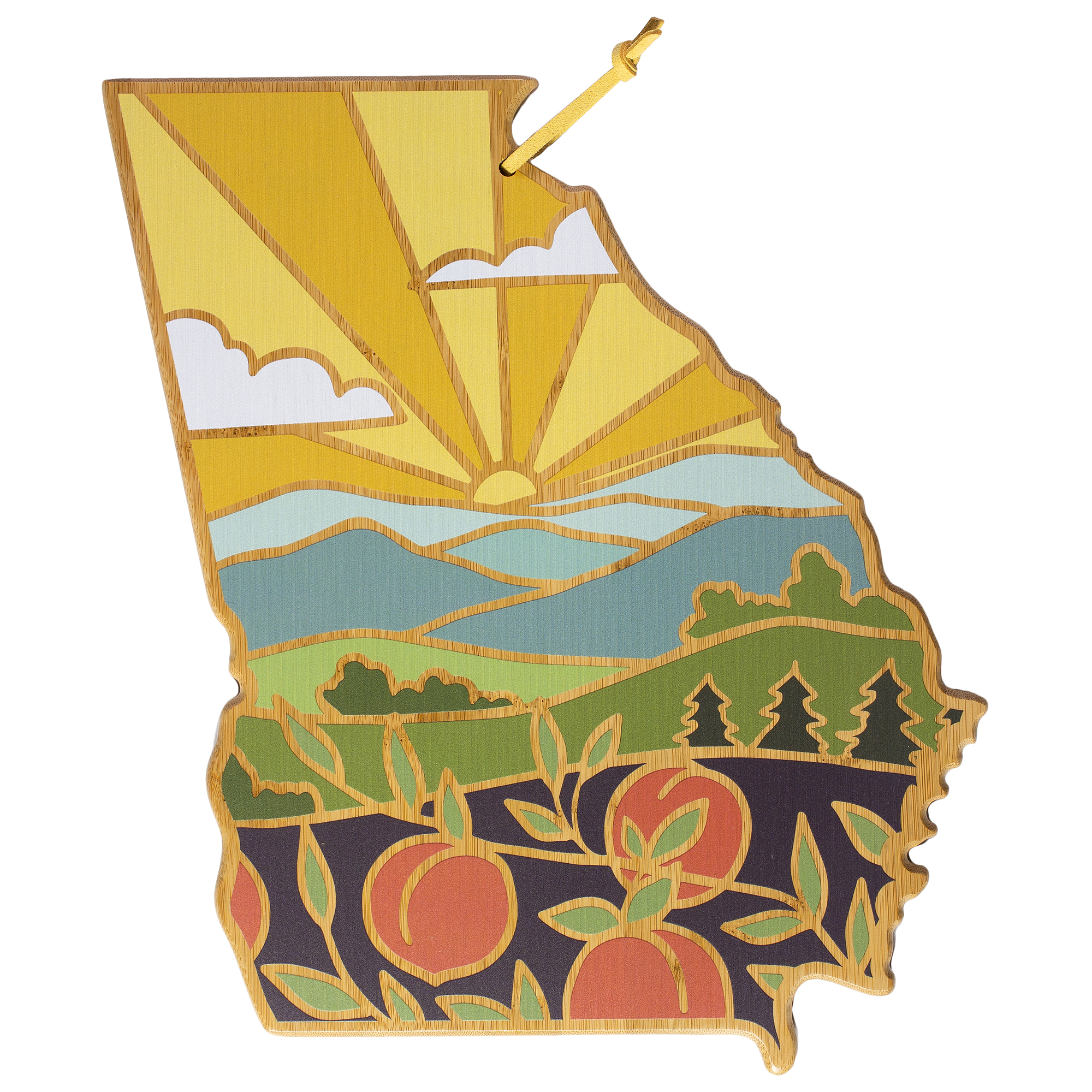 Georgia State Shaped Serving and Cutting Board with Artwork by Summer Stokes