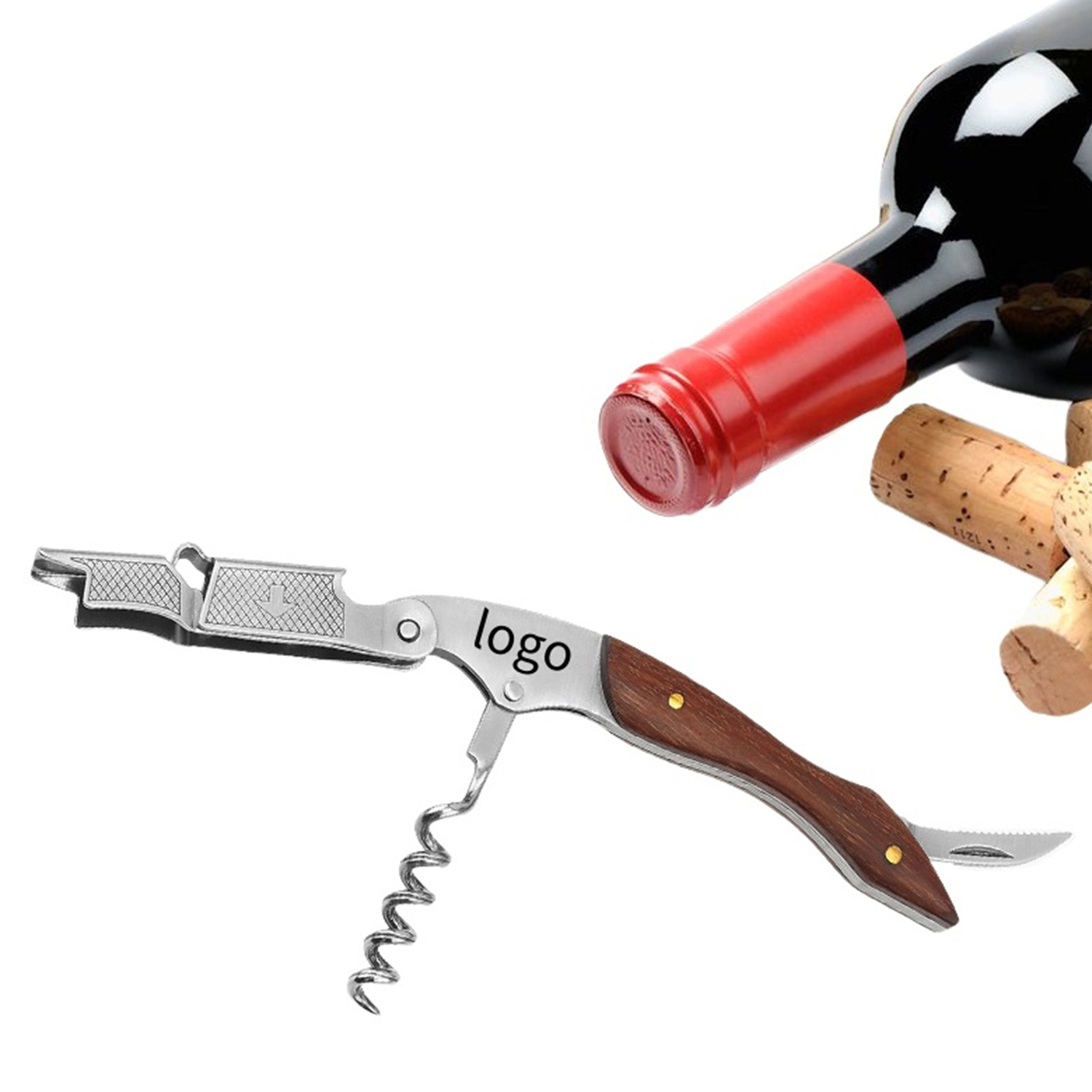 Foldable Stainless Steel Wine and Beer Opener with Knife 7
