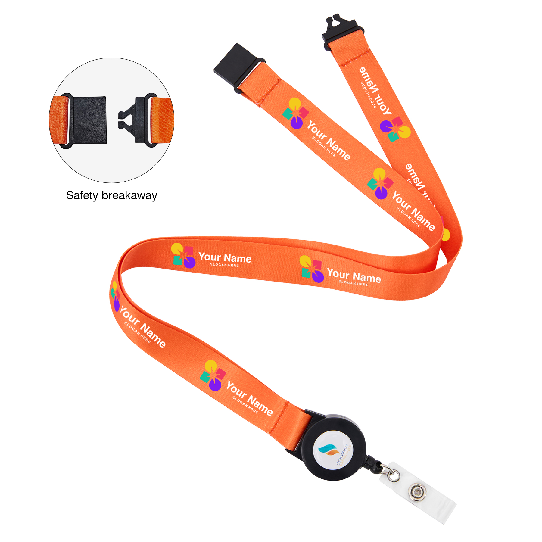 3/4" Dye-Sublimated Lanyard W/Retractable Badge Reel Combo & Safety Breakaway 1