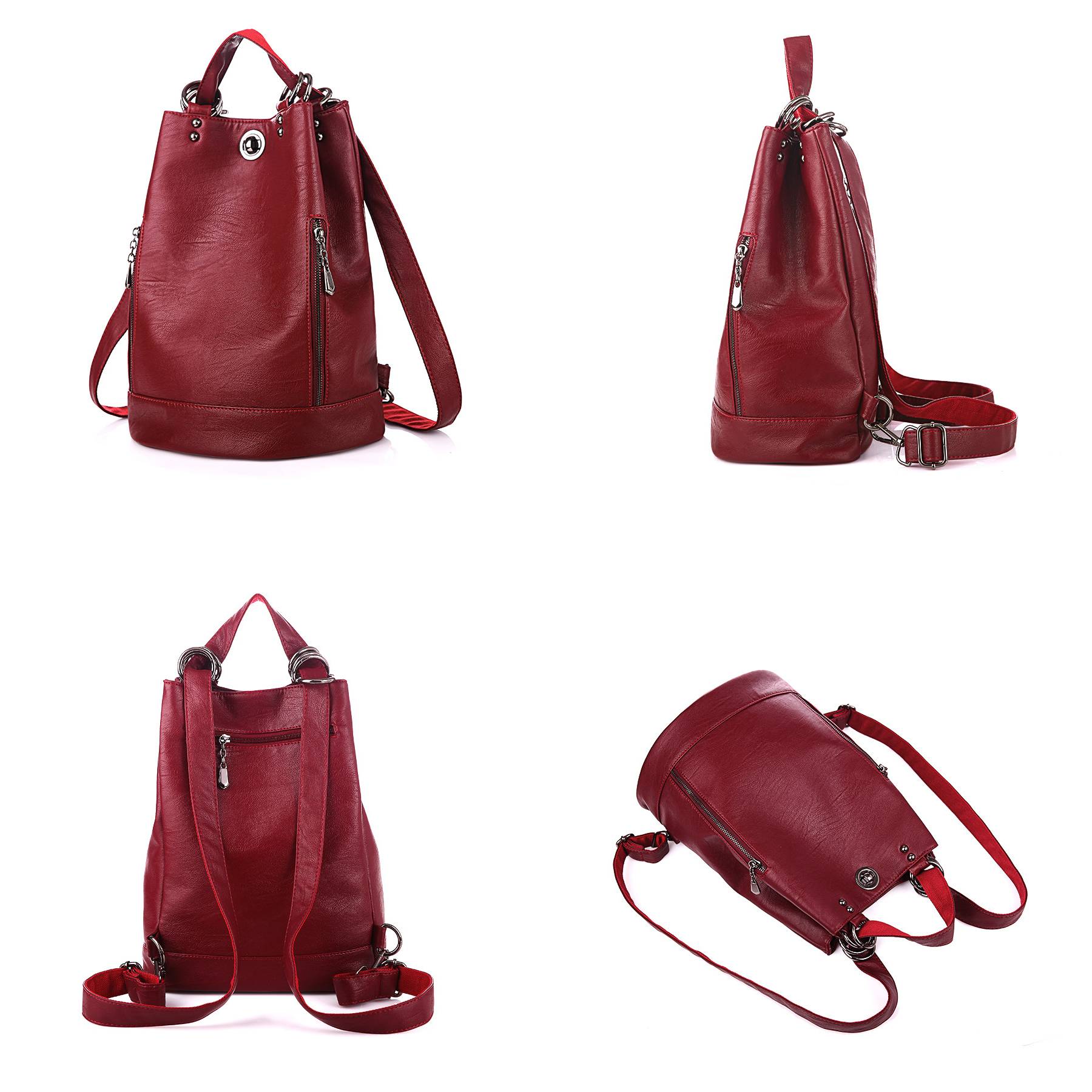 Pu high-capacity Bucket Backpack Women 8