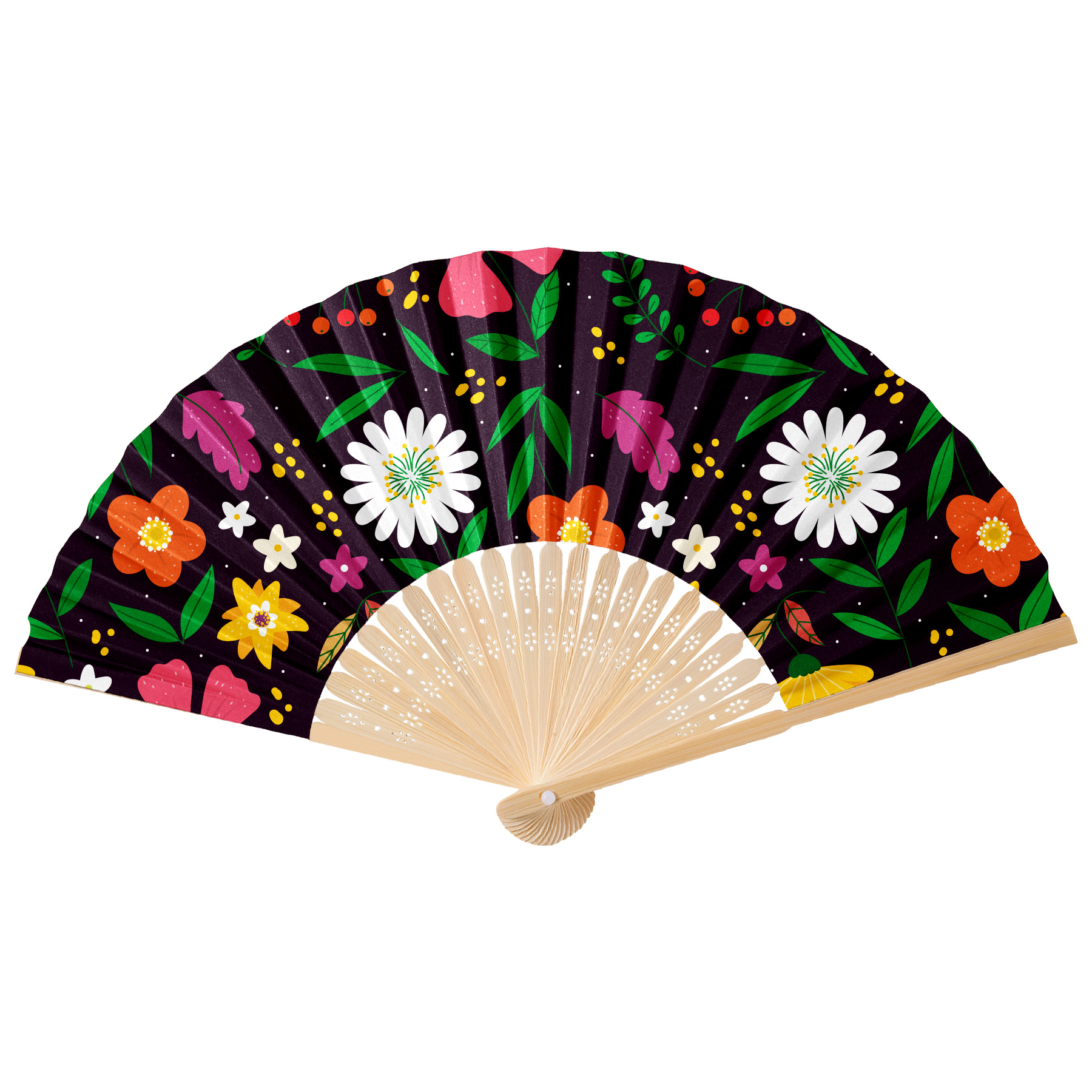 Full Color Foldable Bamboo Paper Hand Fan 13