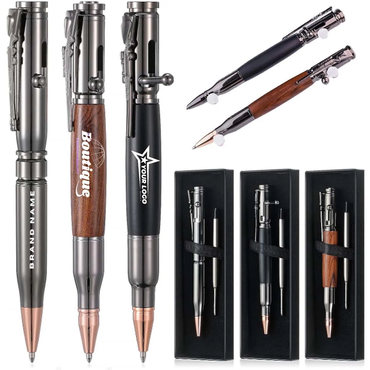 Metal and Wood Bolt Action Ballpoint Pen 12