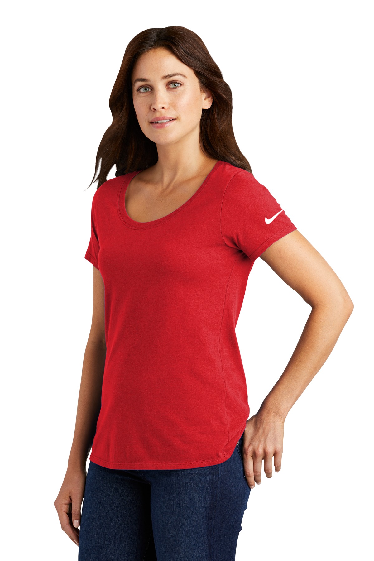 Nike Women's Dri-FIT Cotton/Poly Scoop Neck Tee. NKBQ5234 49