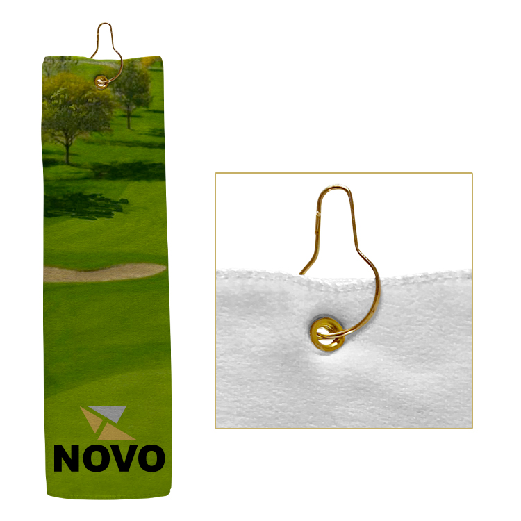 Small Custom Full Color Grommeted Tri-Fold Golf Towel 4