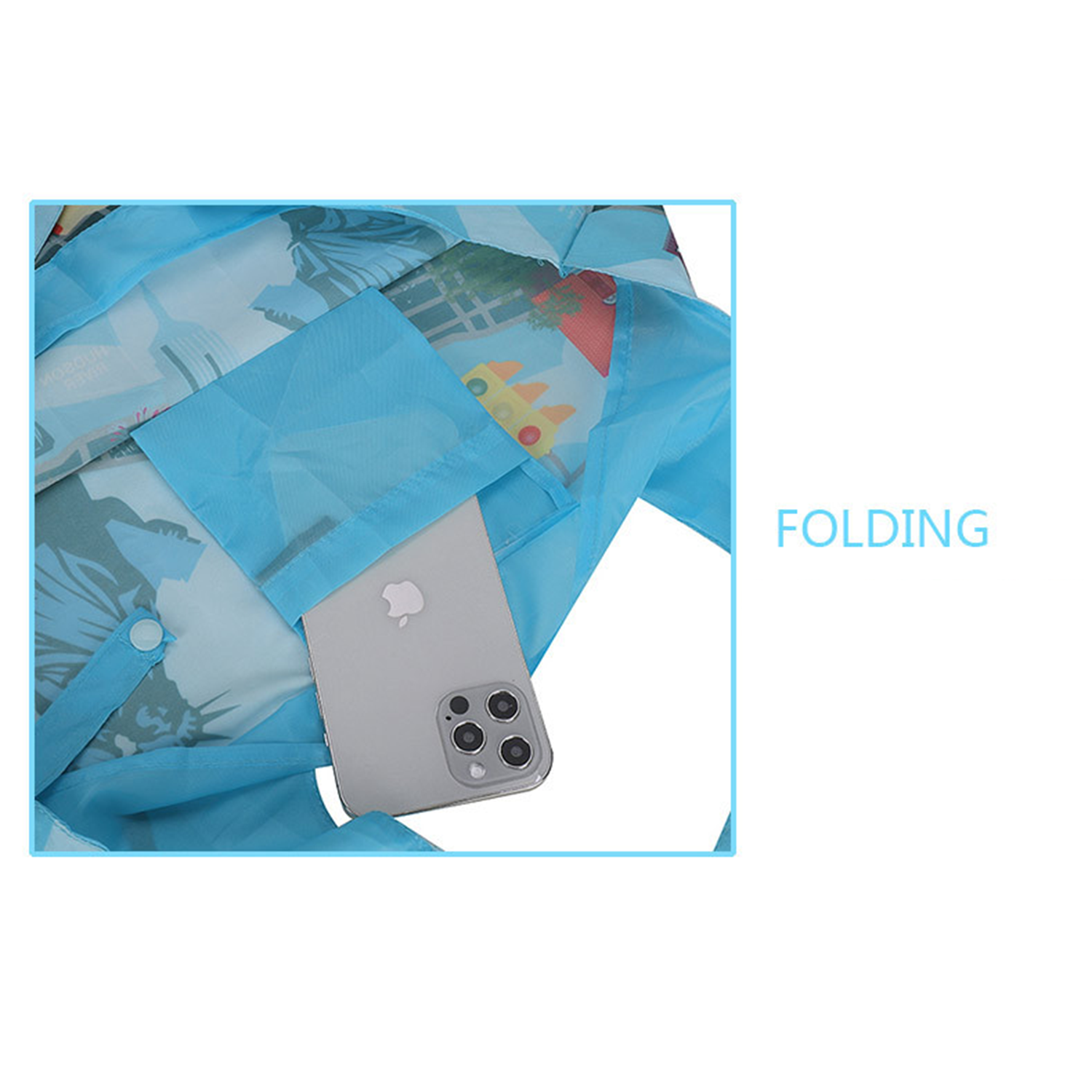 Custom Reusable portable polyester Beach Folding Tote Bag 1