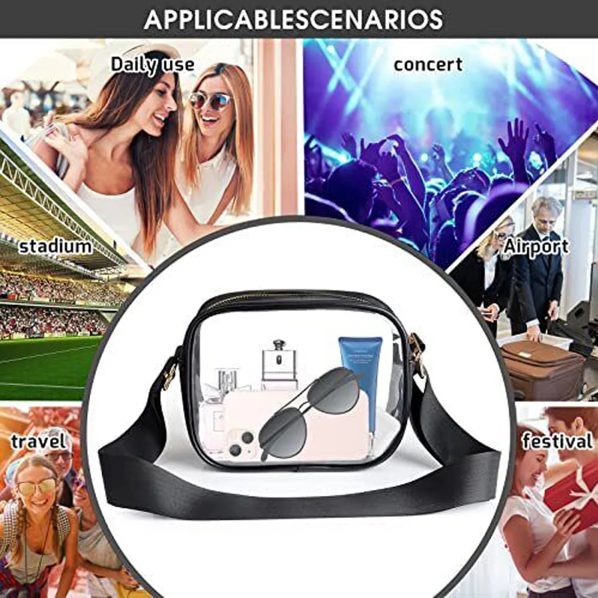 Custom Concerts Sports Events Festivals Clear Crossbody Bag 5