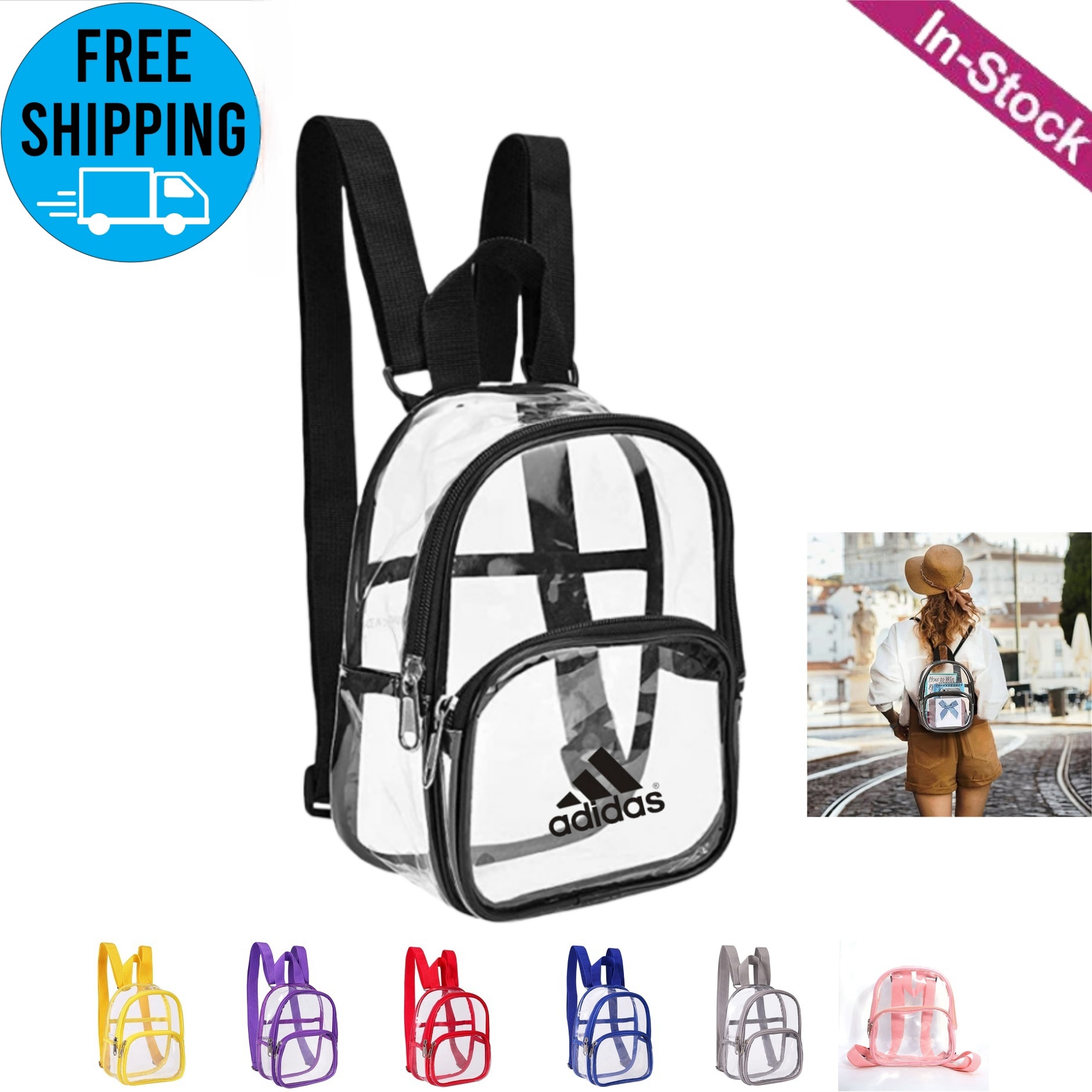 Clear Backpack PVC Transparent Backpack Clear Book Bag 10