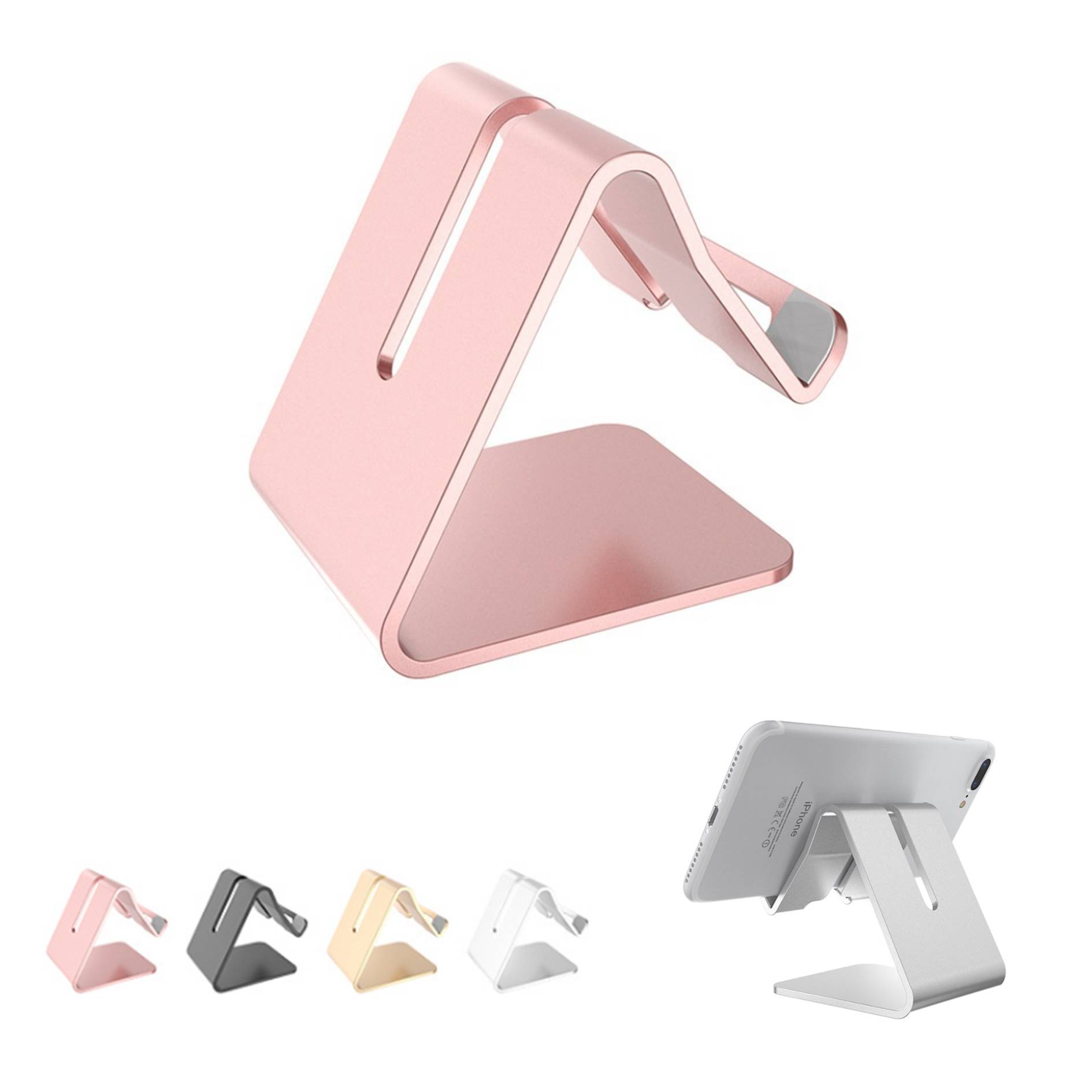 Desktop Aluminum Alloy Stand Phone Holder With Charge Hole 2