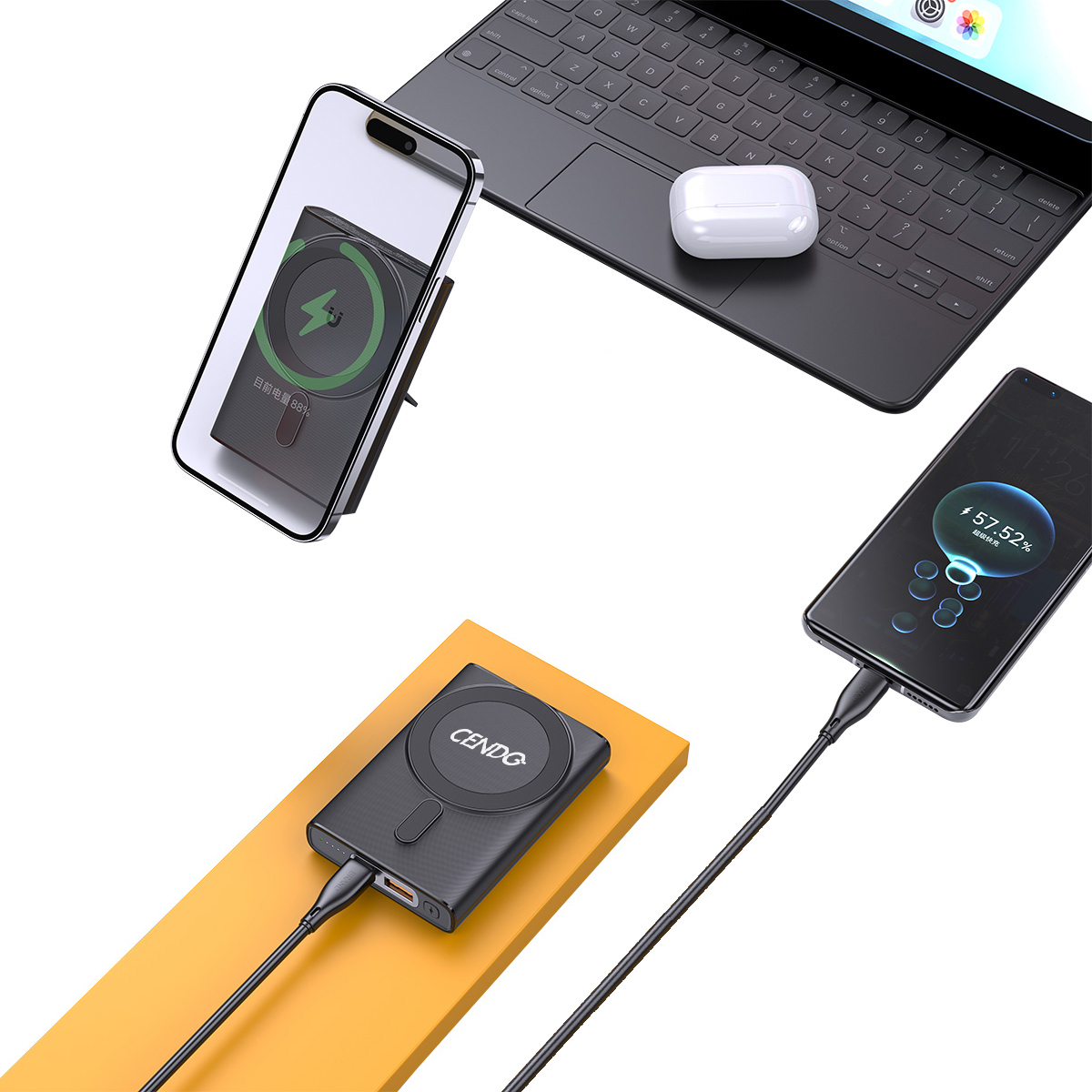 15W Fast Magnetic Wireless Charger Stand with PD22.5W Power Bank 6