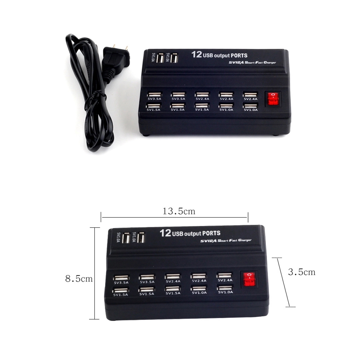 12 USB Output Ports Smart Fast Charger 2