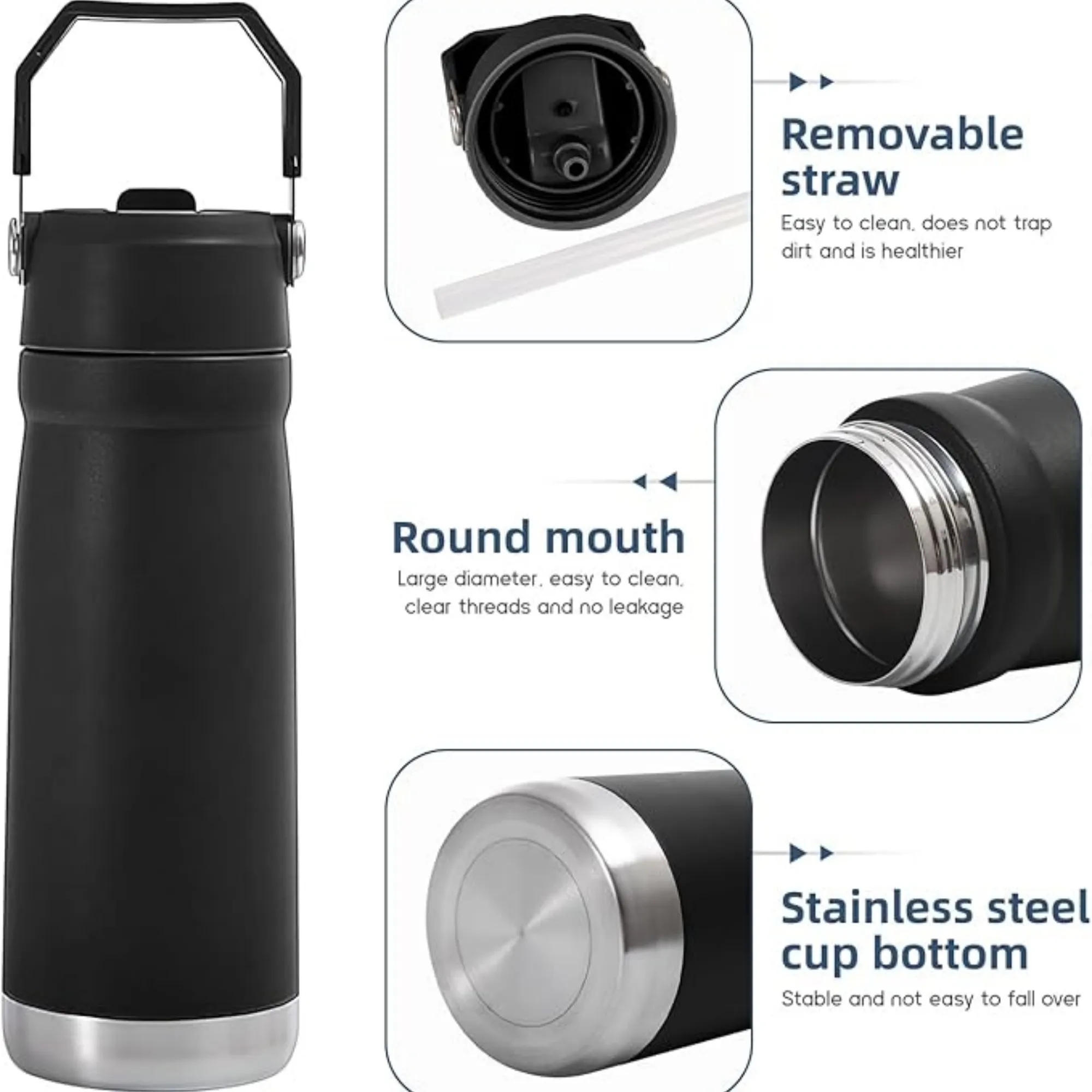 MOQ 18oz Stainless Steel Water Bottle With Flip Straw 12