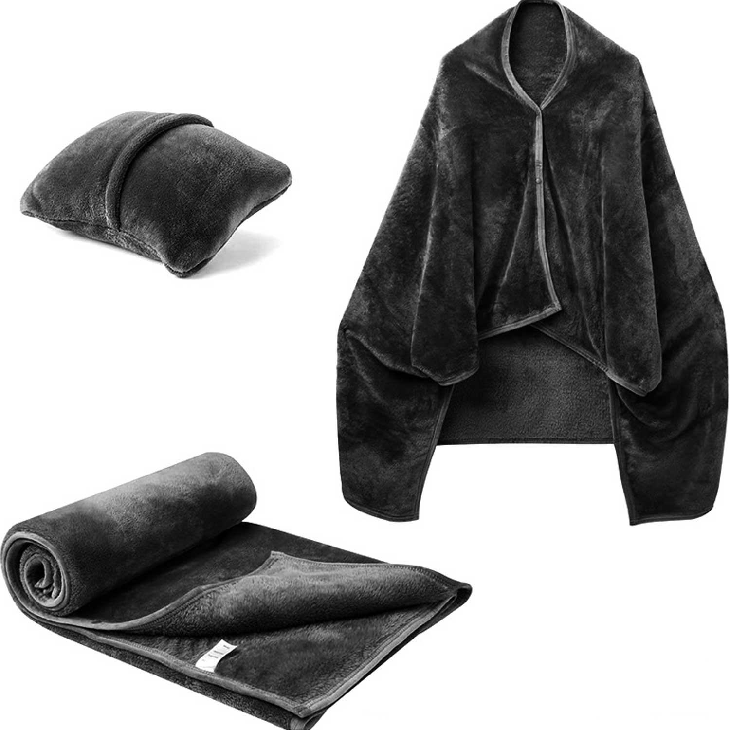 2-in-1 Foldable Travel Blanket & Pillow - Flannel Shawl 13