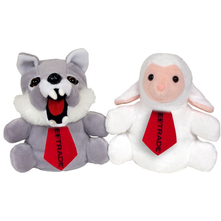 7" Reversible Wolf / Sheep Reversible Puppet and 2 ties with one color imprint 2