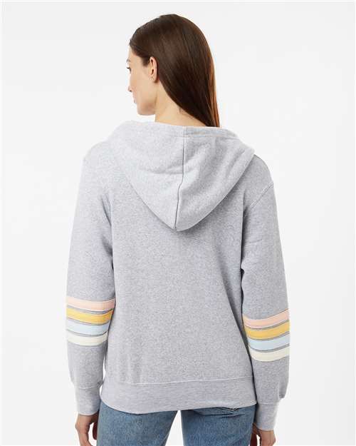 Women's Striped Sleeves Full-Zip Hooded Sweatshirt - W22732 13