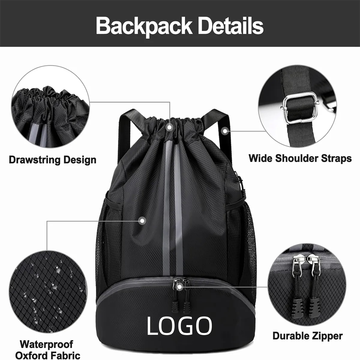 Drawstring Backpack with Shoe Compartment 4