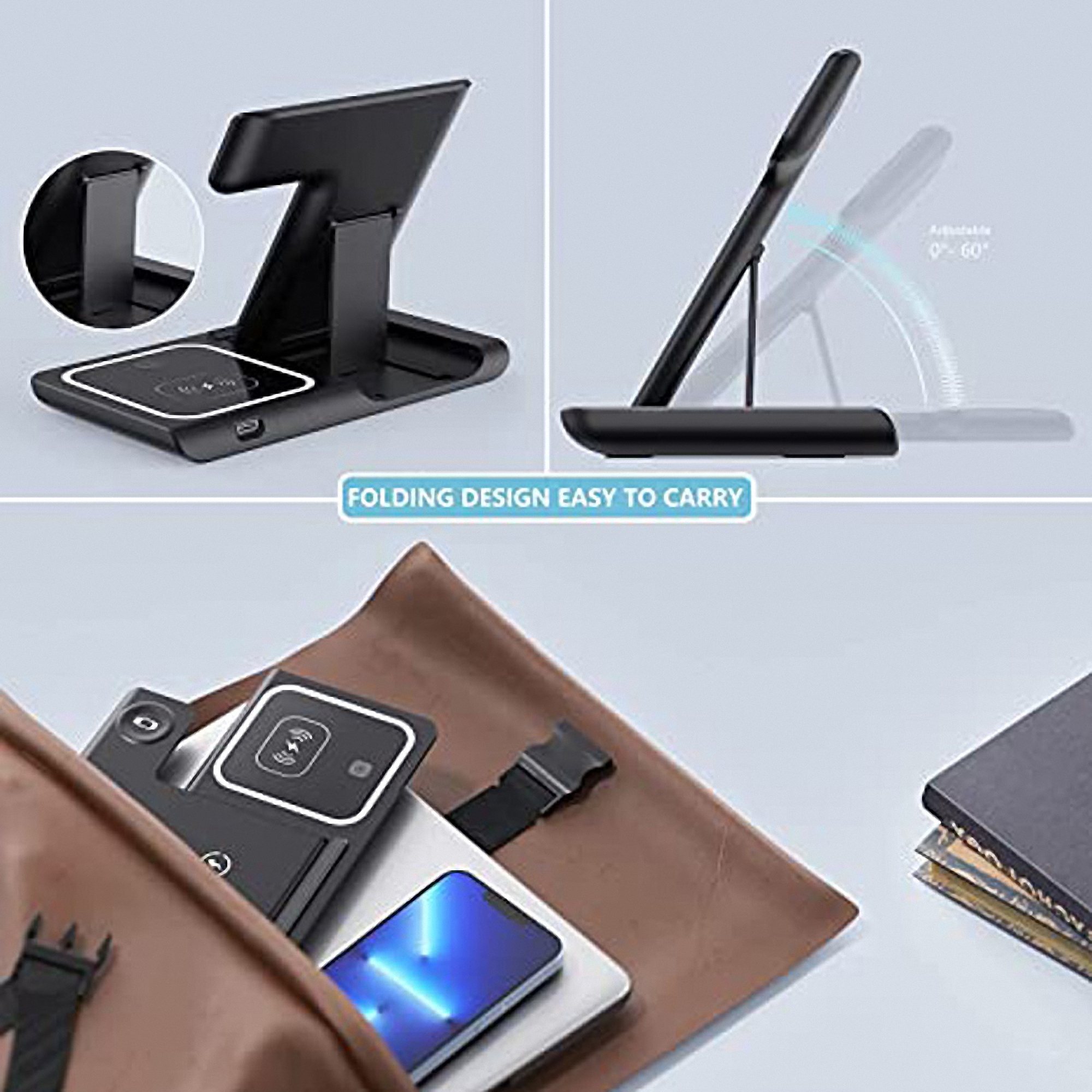 3-in-1 Foldable Wireless Charger Stand for Mobile Phones 3