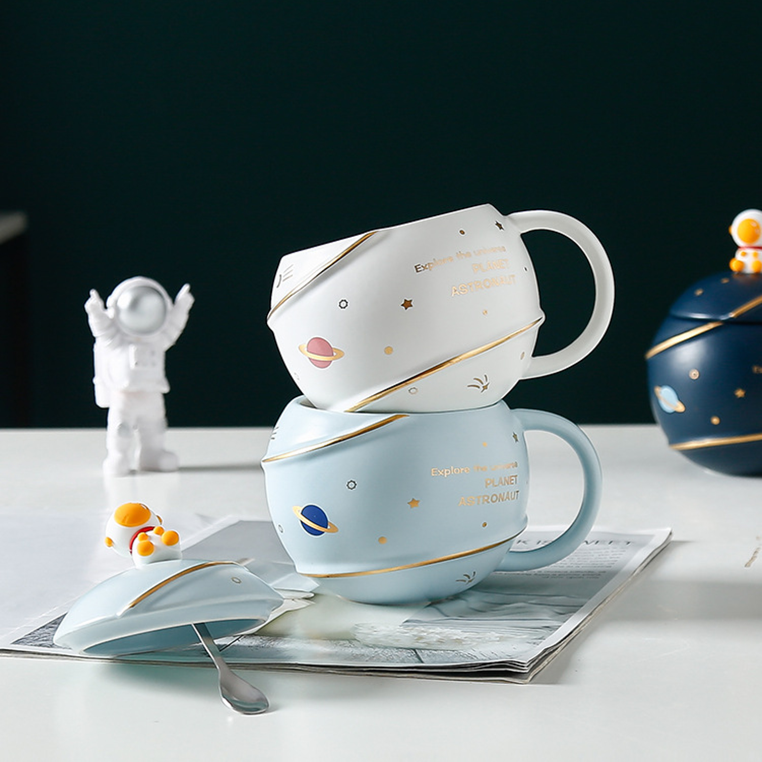 13.5Oz Kawaii Astronaut Cup Space Ceramic Mug 3