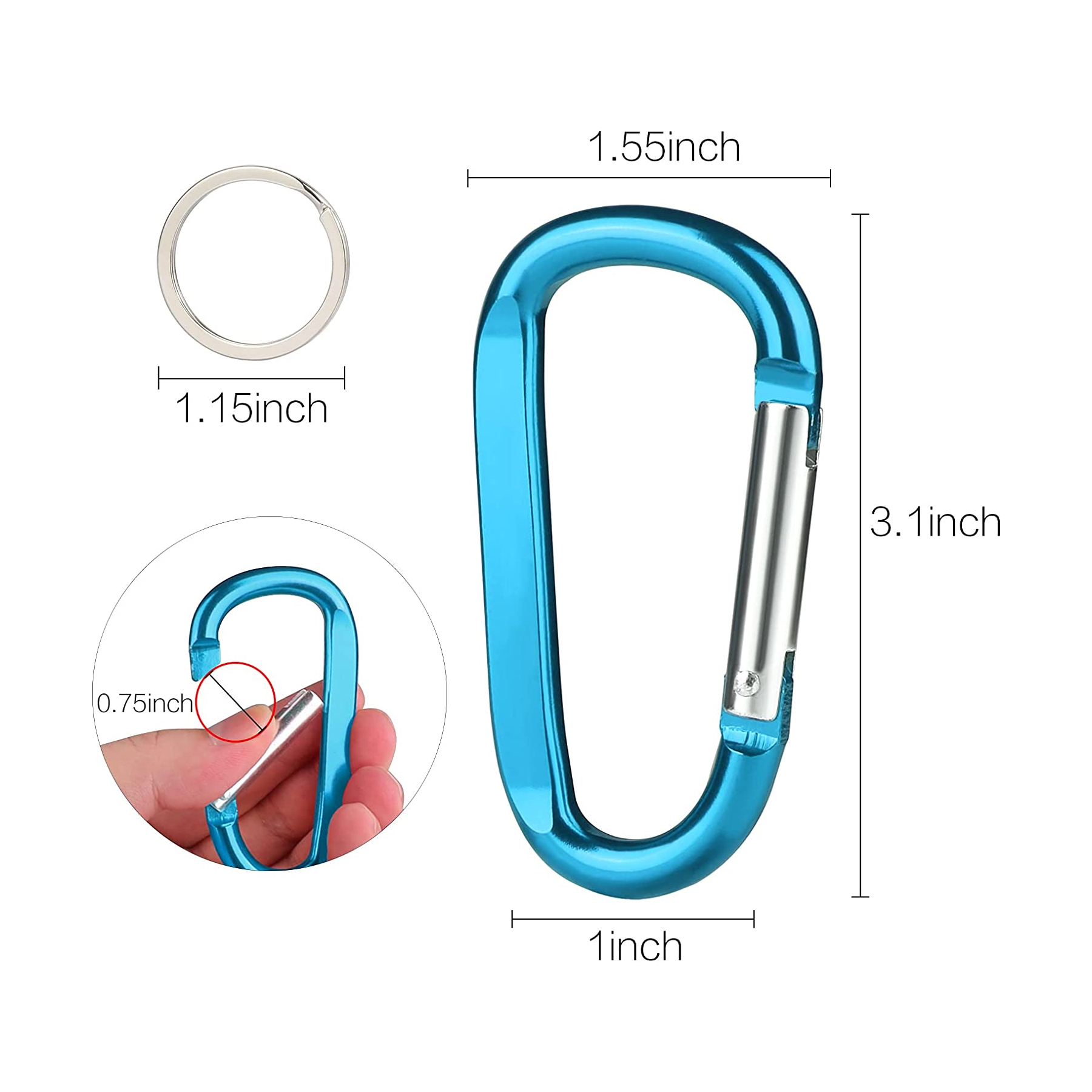 Aluminum D Ring Shape Carabiner 2