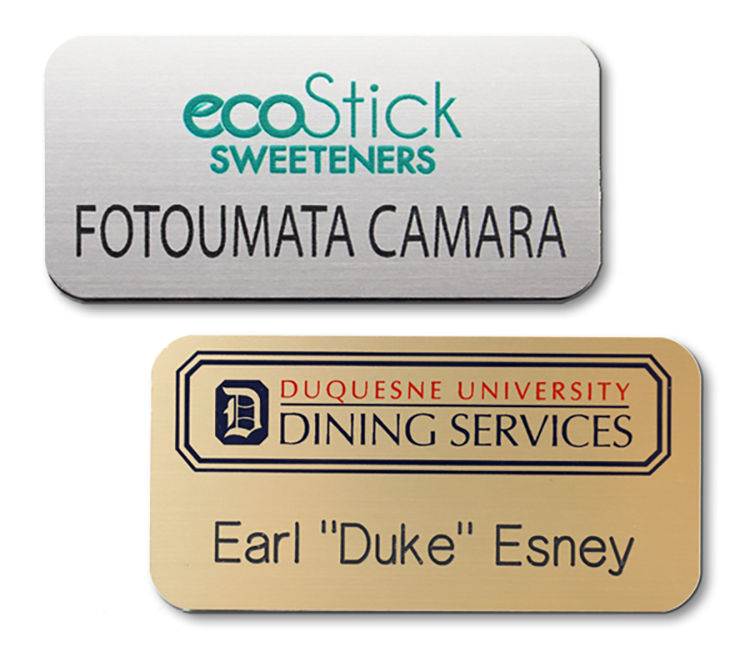 The Olympic UV Printed and engraved name badge on 2-ply plastic 1.5"x3" 8