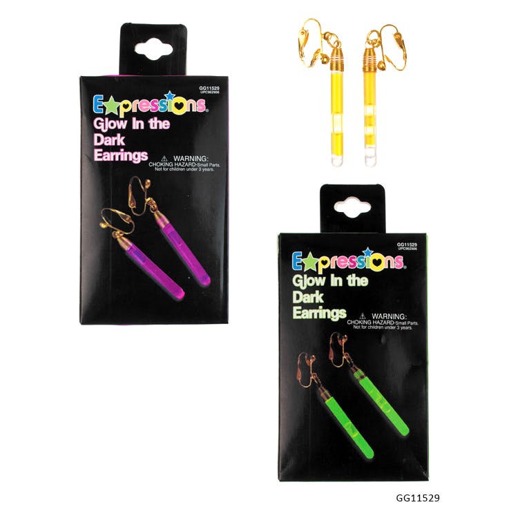 Glow In the Dark Earrings - 2 Pieces Pink Yellow Green 2
