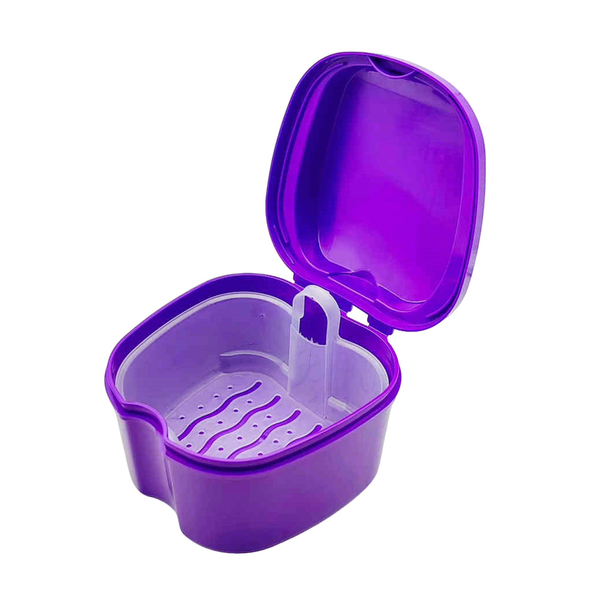 Portable Denture Soak Cup With Lift Out Strainer 3.54" Length X 3.74" Width X 2.56" Heig 2