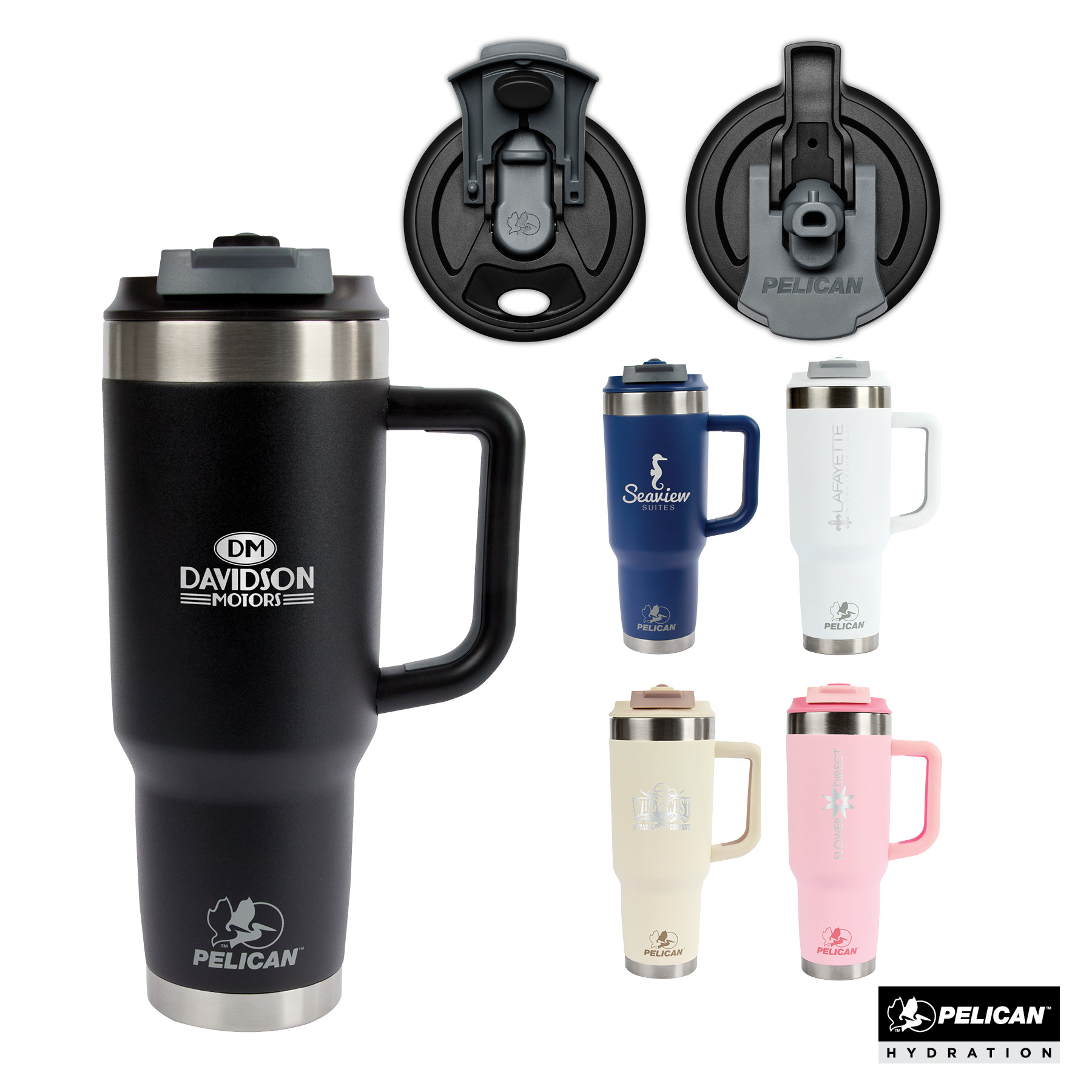 Pelican Porter™ Dual 40 oz. Dual Lid, Recycled Double Wall Stainless Steel Travel Tumbler 86