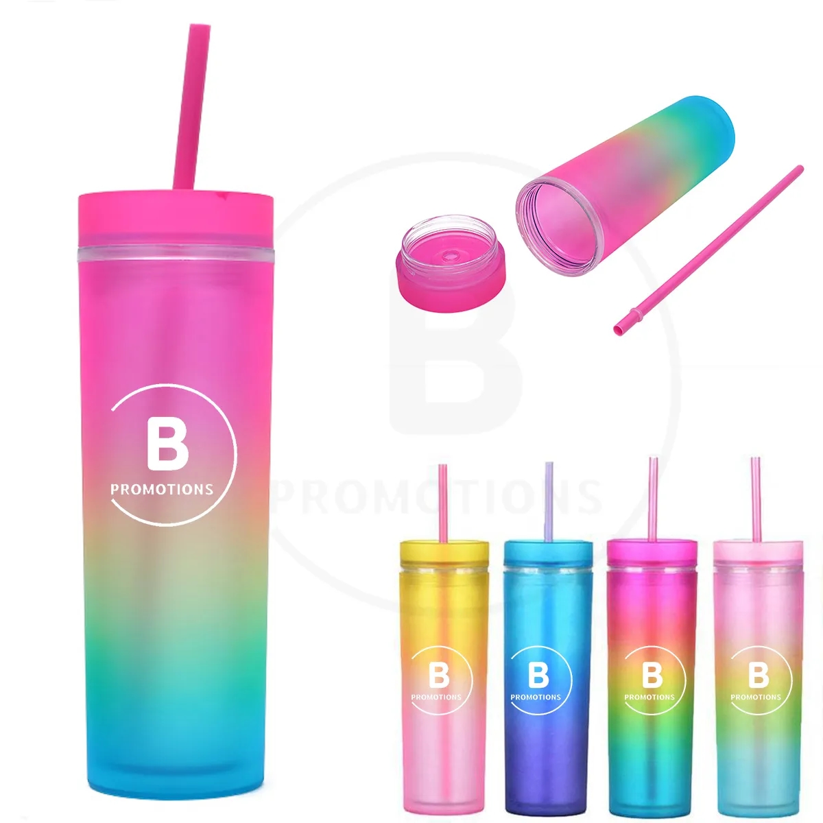 16 oz Colored Acrylic Tumblers with Lids and Straws 1
