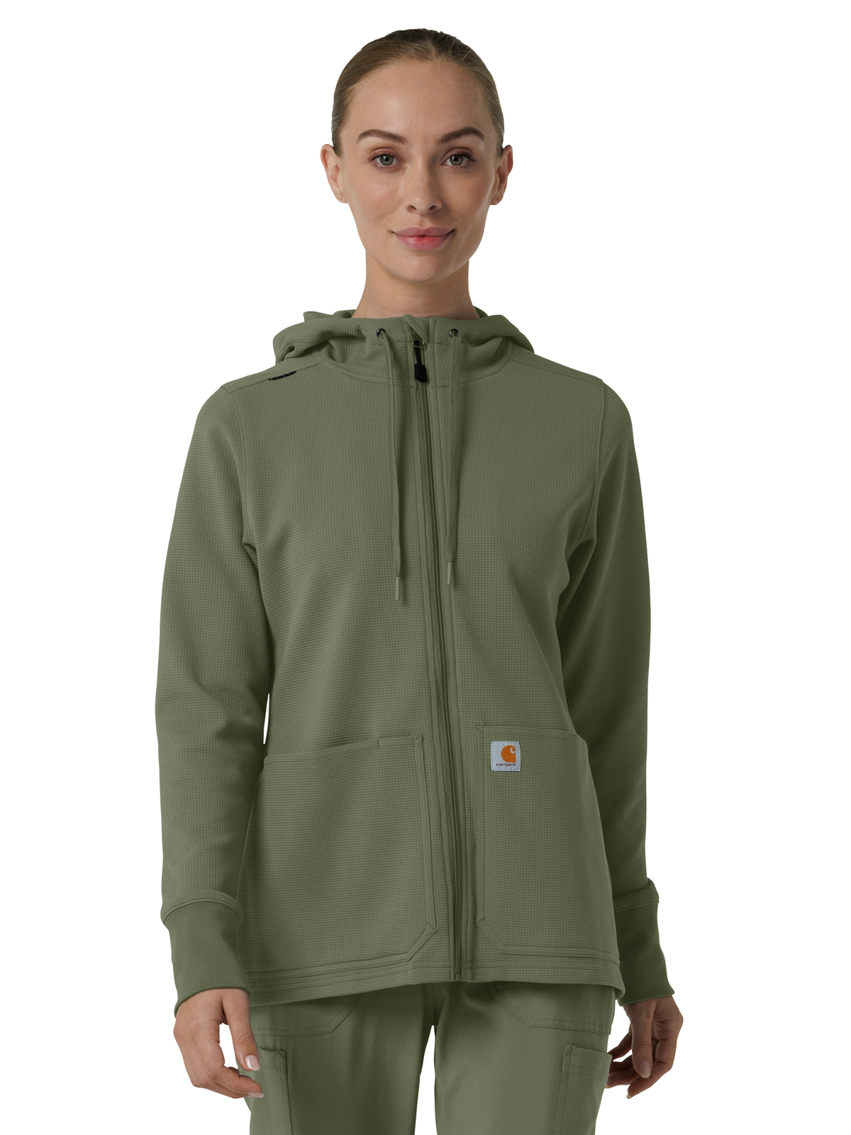 Carhartt Scrubs - Layers - Women's Three-Pocket Full Zip Waffle Hoodie 2