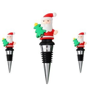 Festive PVC Tree Santa Claus Wine Cork Bottle Stopper 10