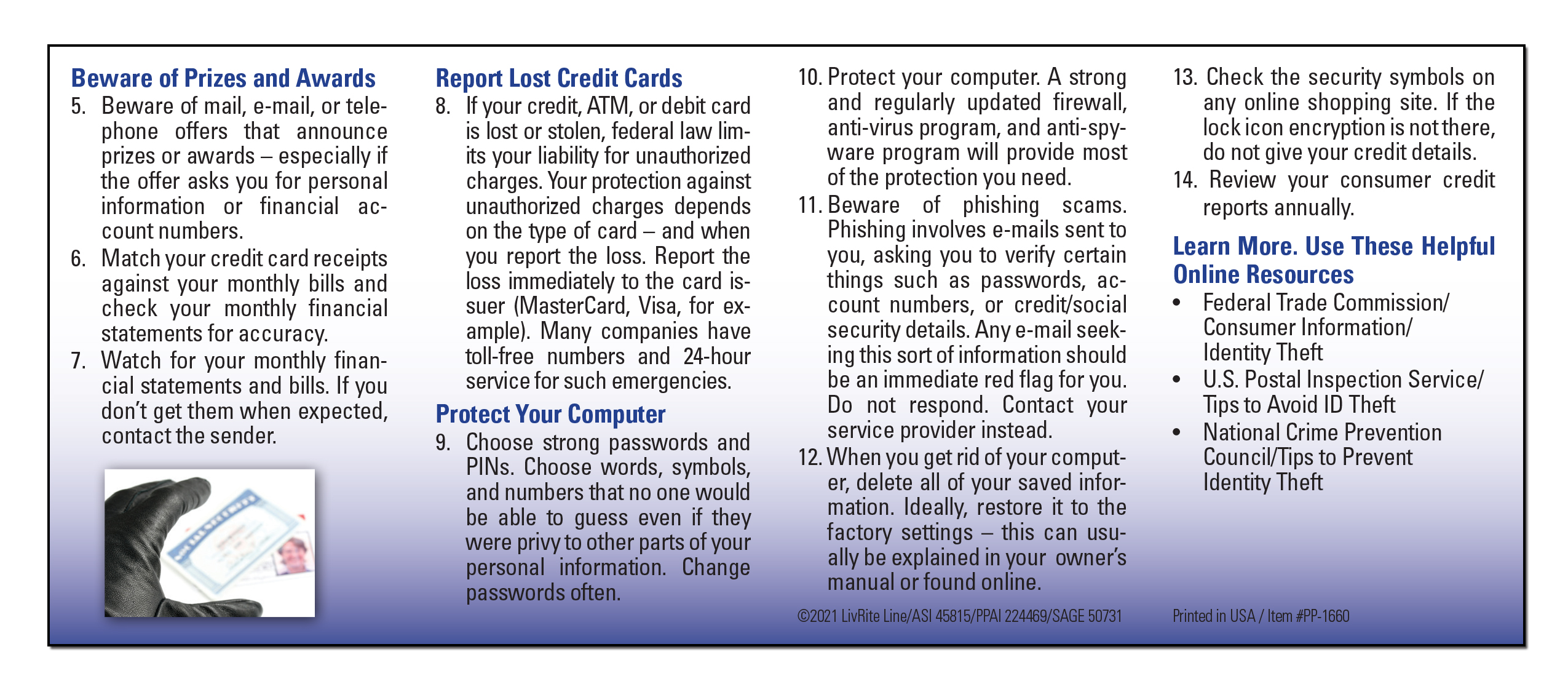 POCKET PAMPHLET - Identity Theft Pocket Pamphlet 3