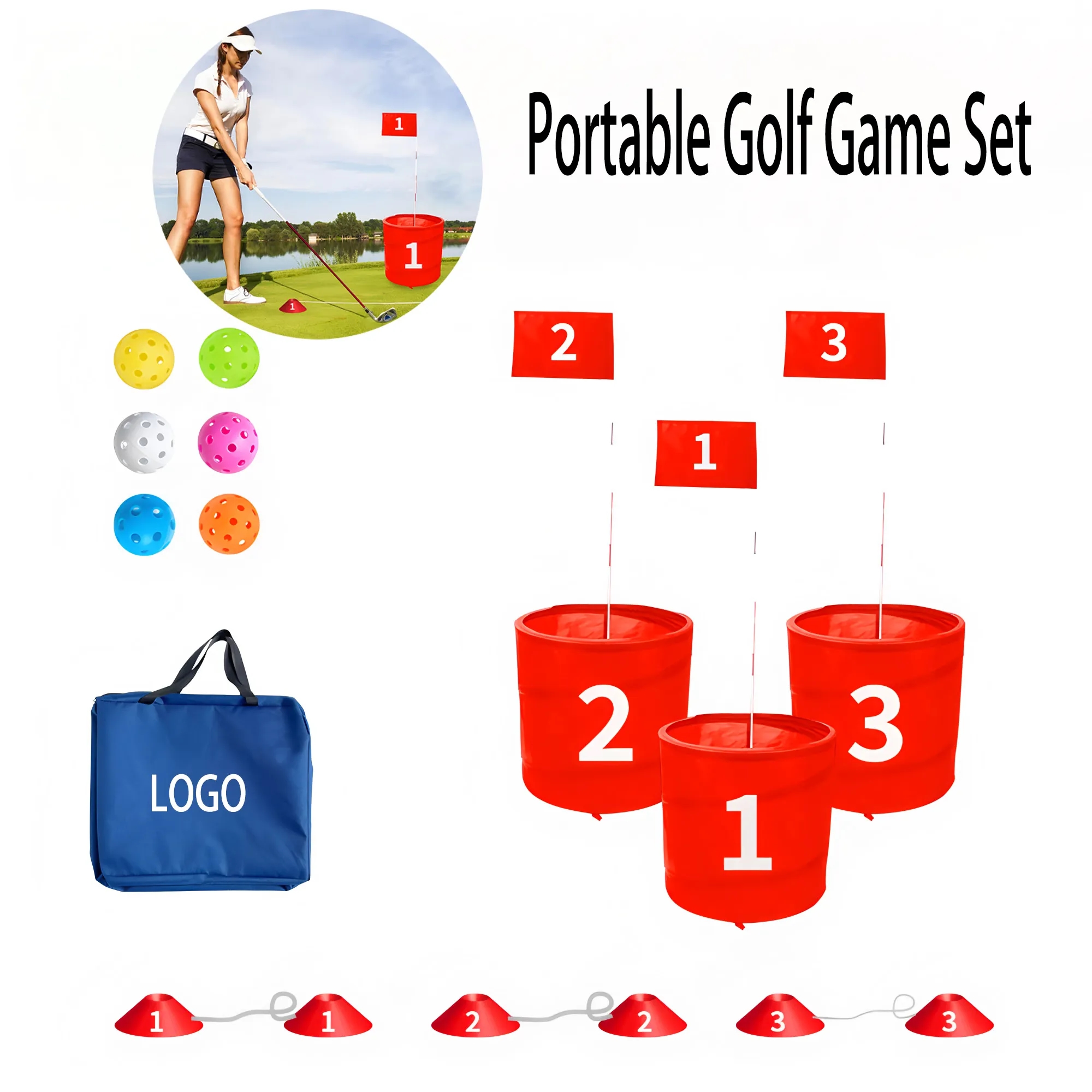 Wholesale Custom Golf Game Set Portable 3 Hole Backyard Golf for Family Parties 6