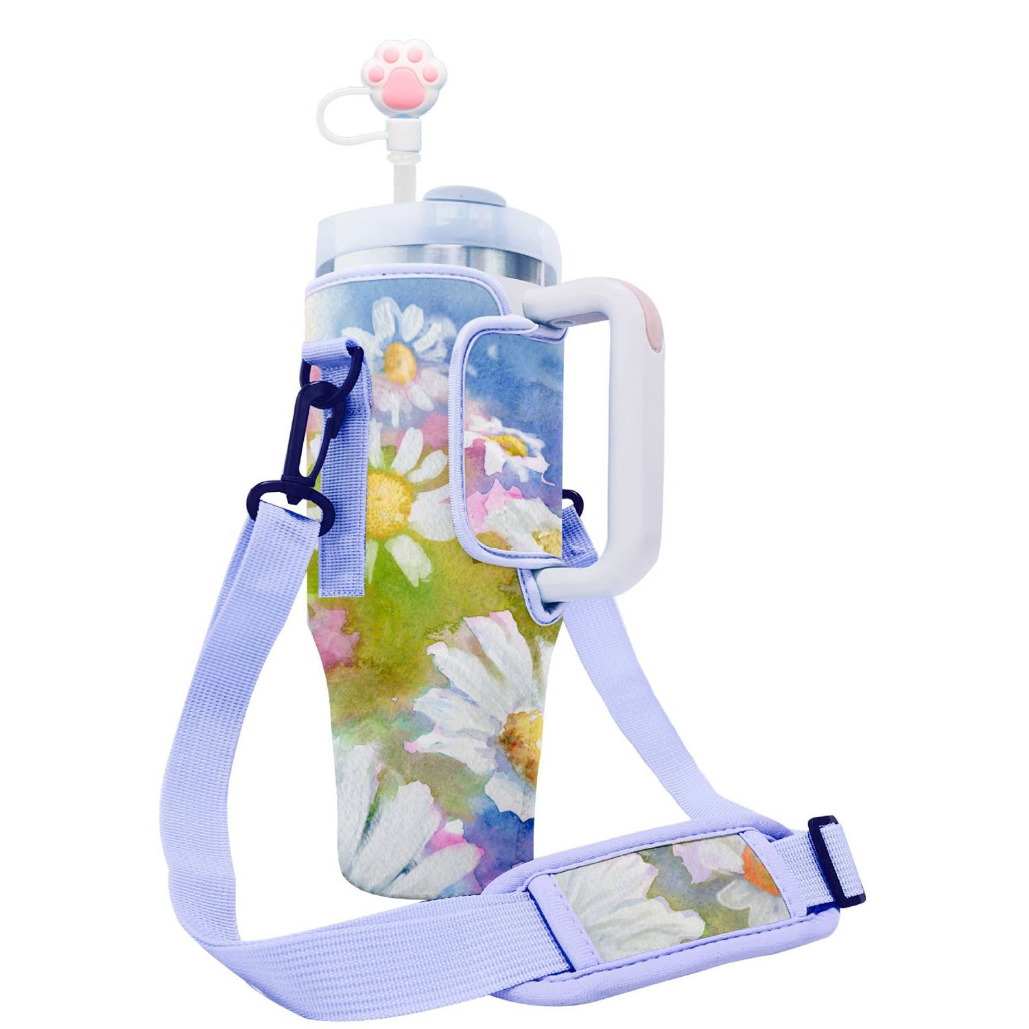 Neoprene water cup cover with adjustable shoulder strap 6