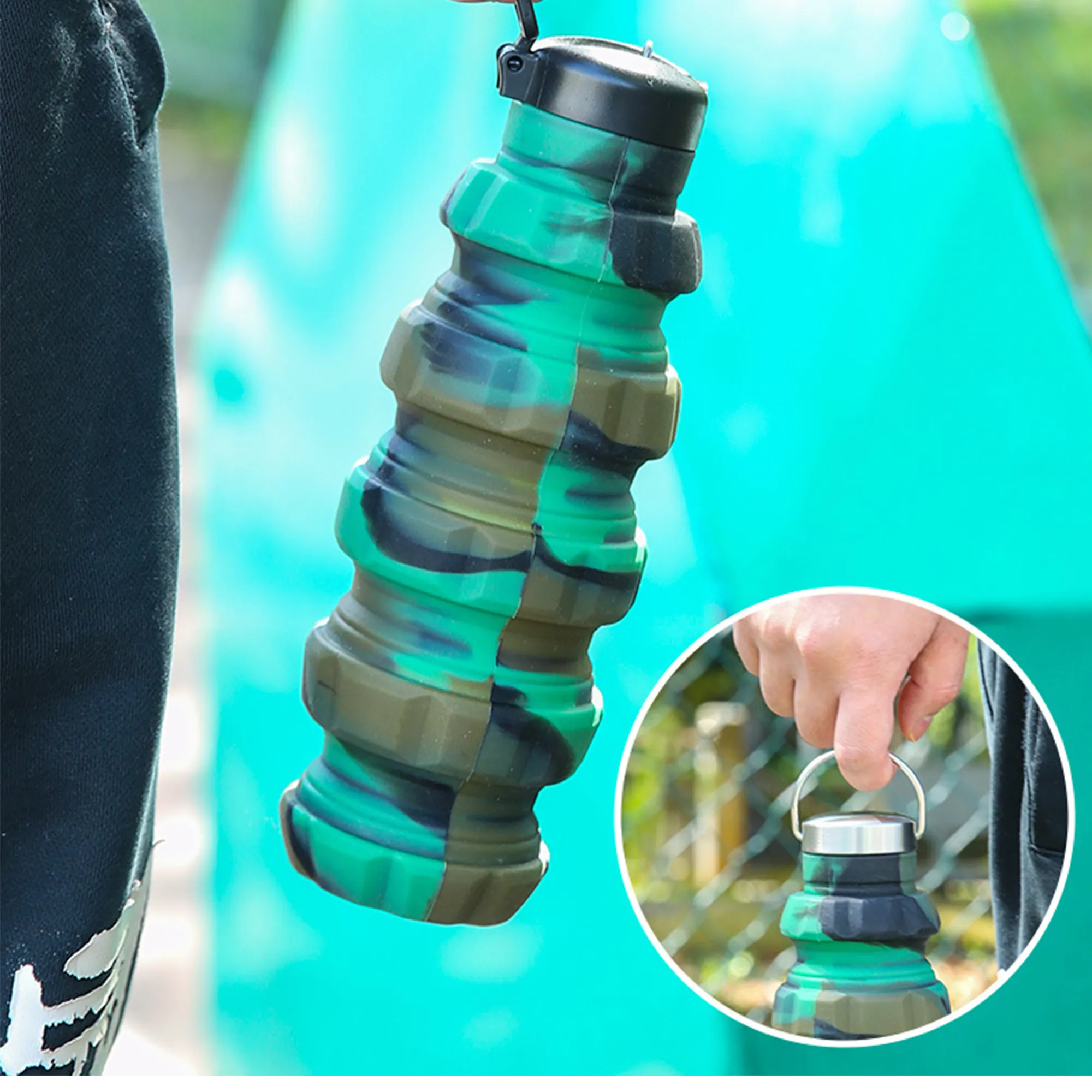 MOQ50 17oz Foldable Camouflage Grenade-shaped Water Bottle 1