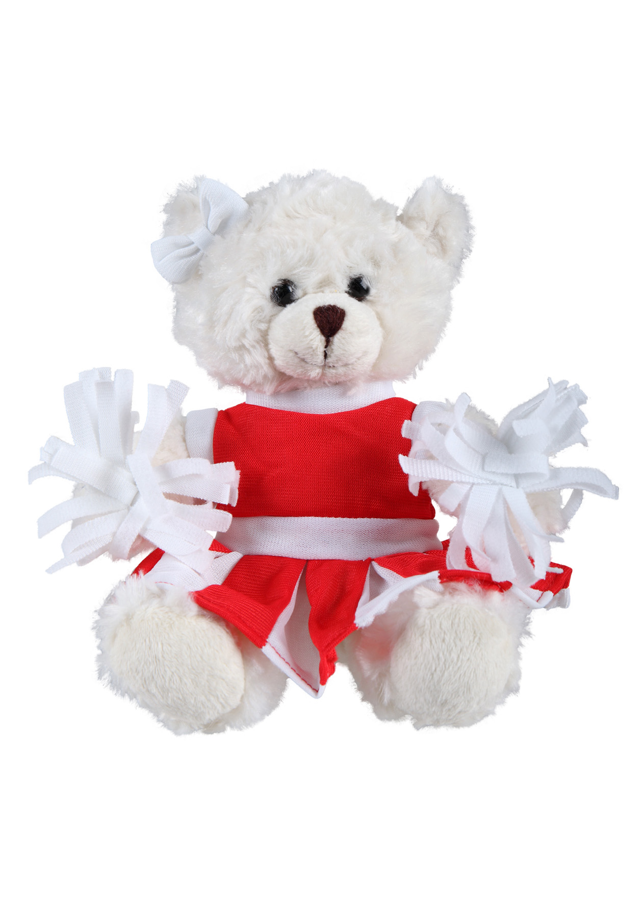soft plush  Cream Curly Sitting Bear with cheerleader outfit 2