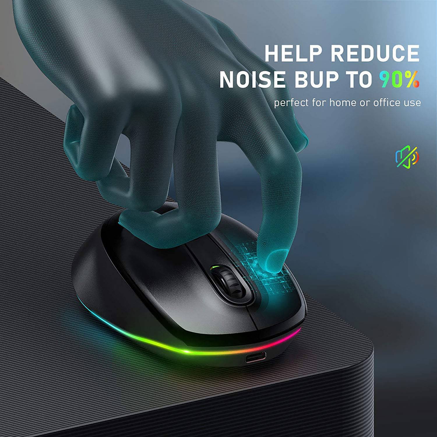 Rechargeable Colorful LED Lights Wireless Silent Mouse 15