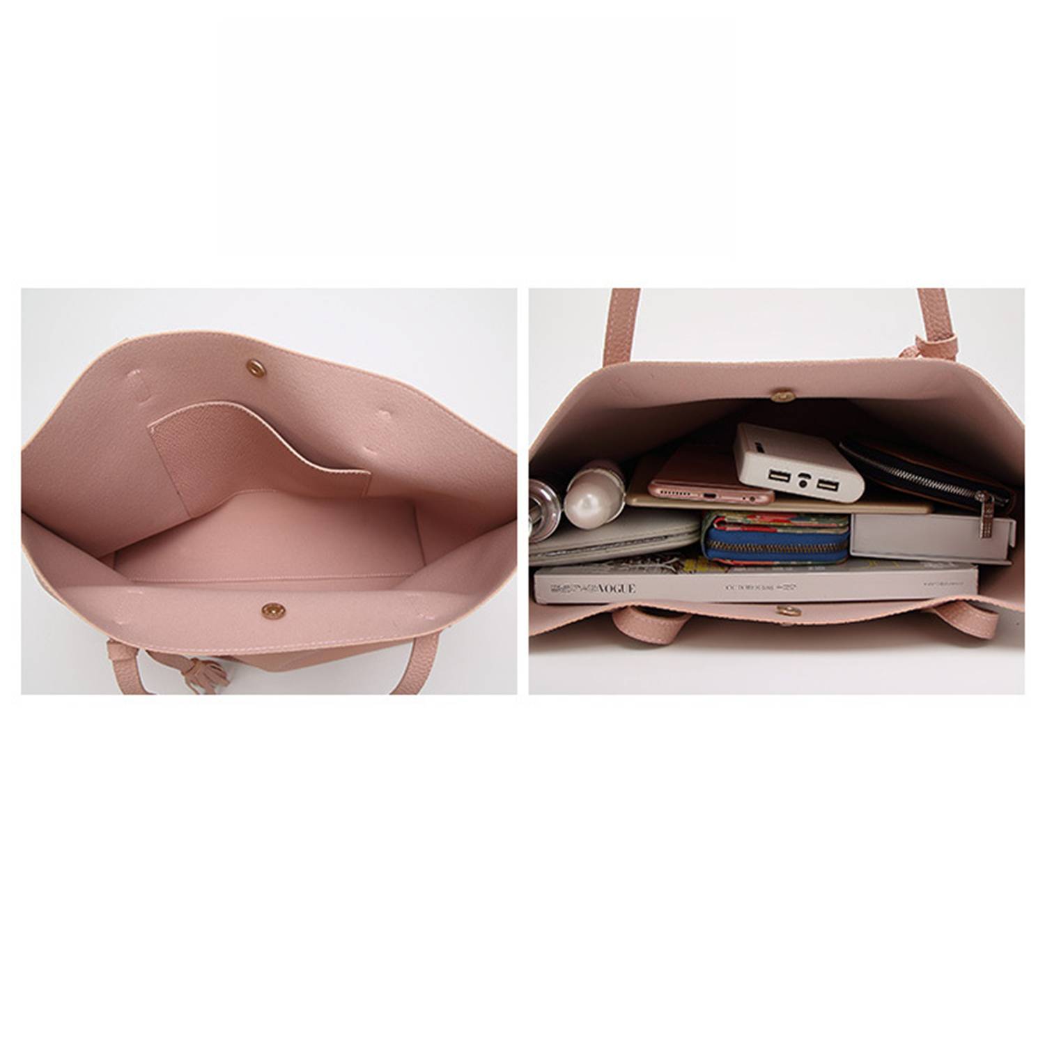 PU Leather Large Capacity Tassel Handbag 3