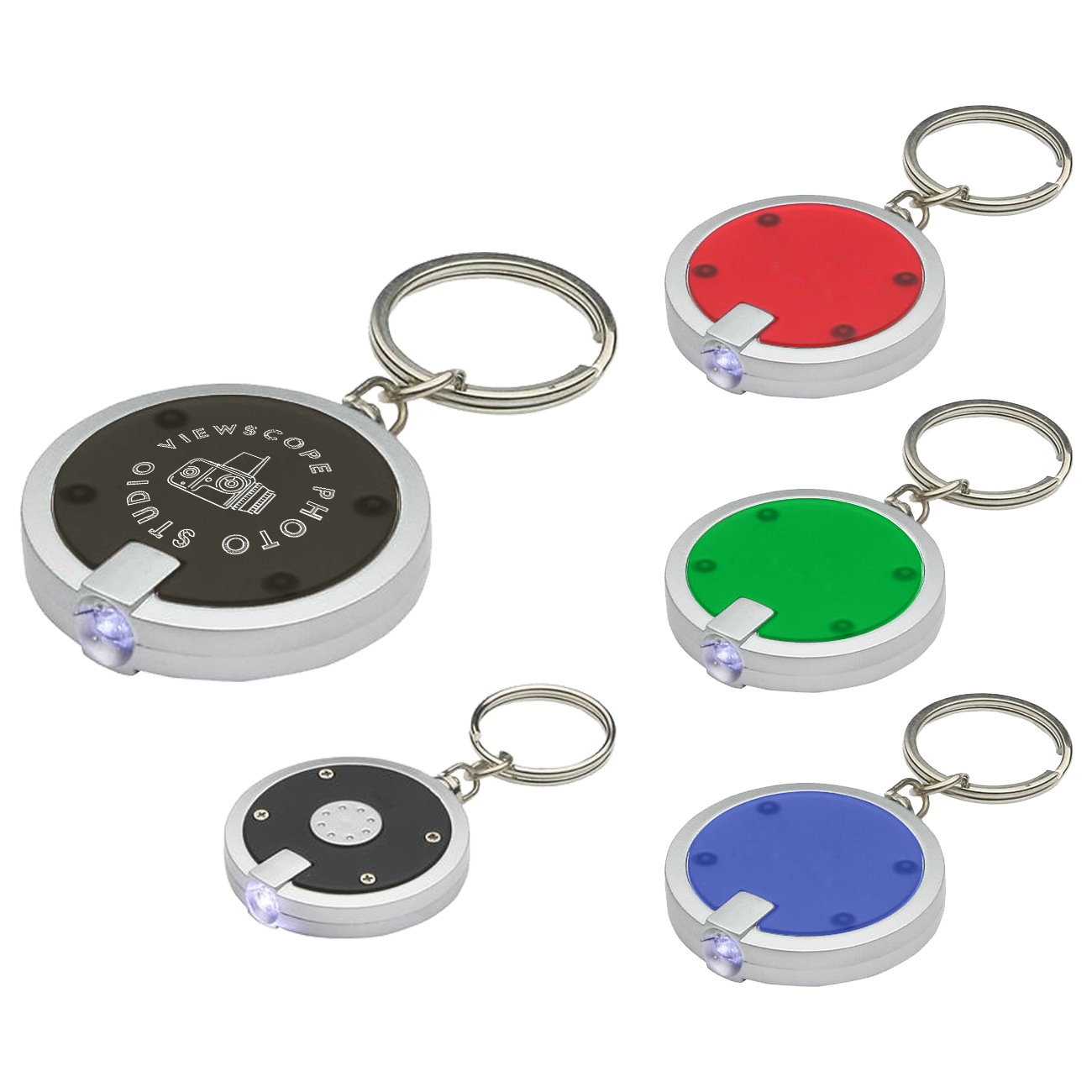 Circular Shaped LED Flashlight Key Chain 2