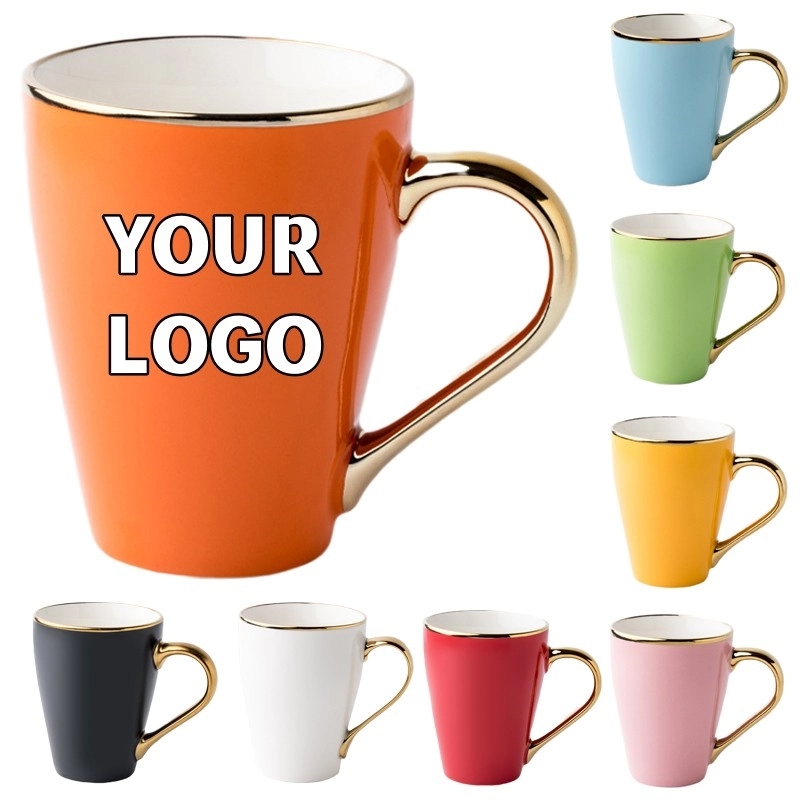 12 oz. Advertising Golden Handle Ceramic Mugs for Coffee Tea 6