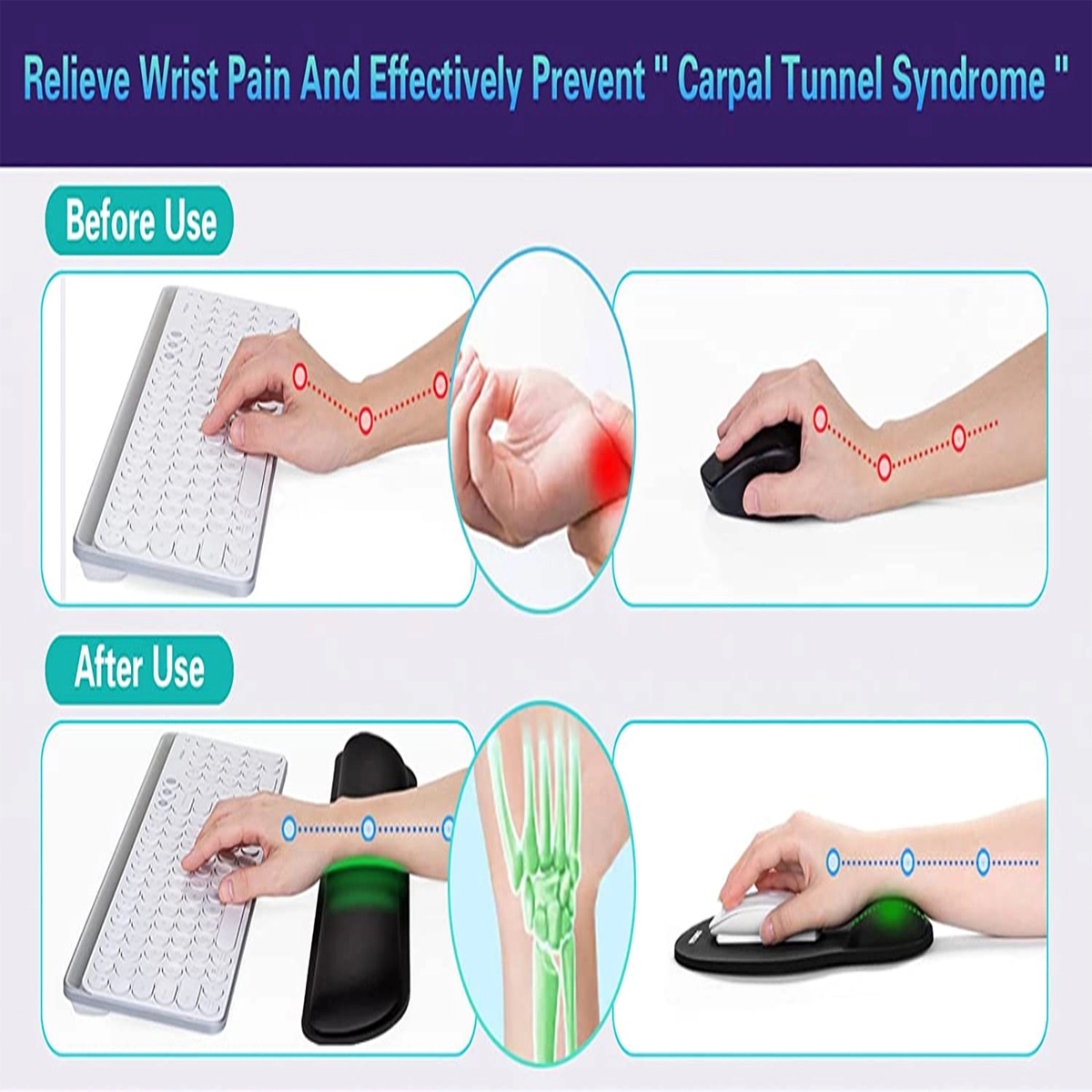 Memory Foam Keyboard And Mouse Wrist Rest Pads Set 5