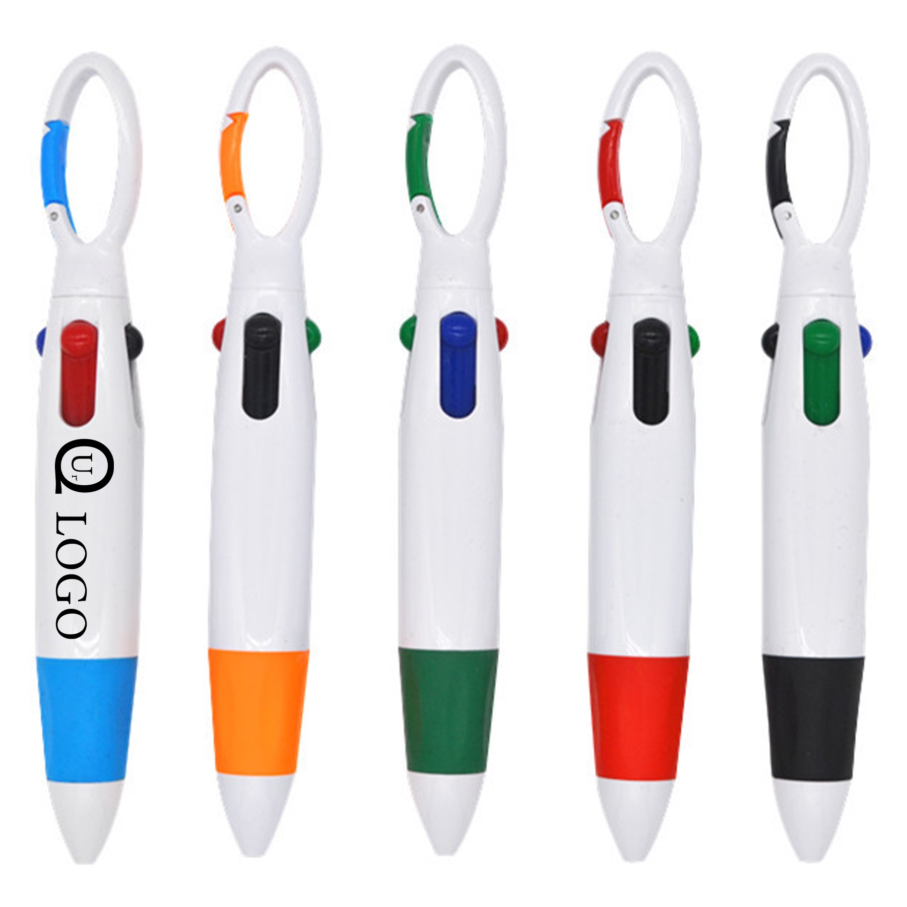 4 In 1 Multi Color Plastic Ballpoint Pen W/ Hanging Buckle 1