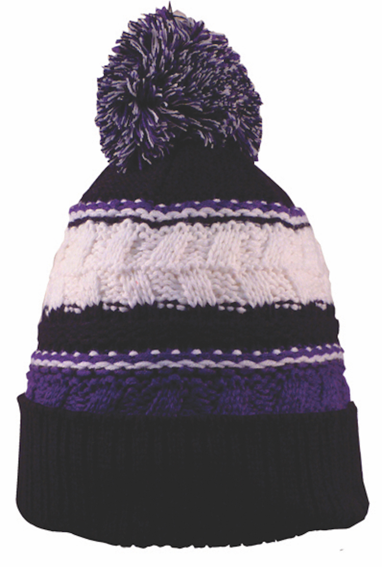 Striped Team Pom Beanie 2