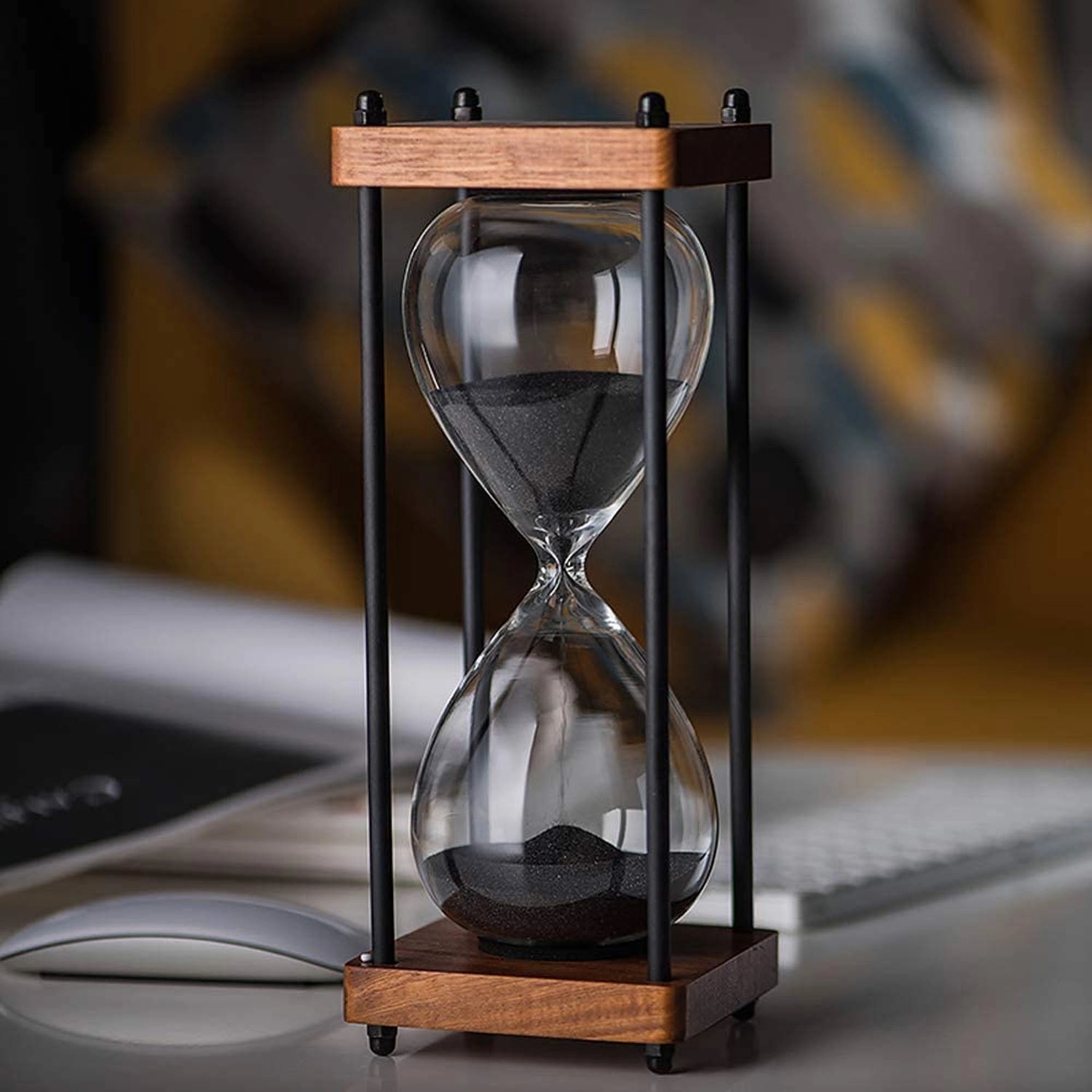 Large Decorative Wooden Hourglass Timer 60 Minute 2