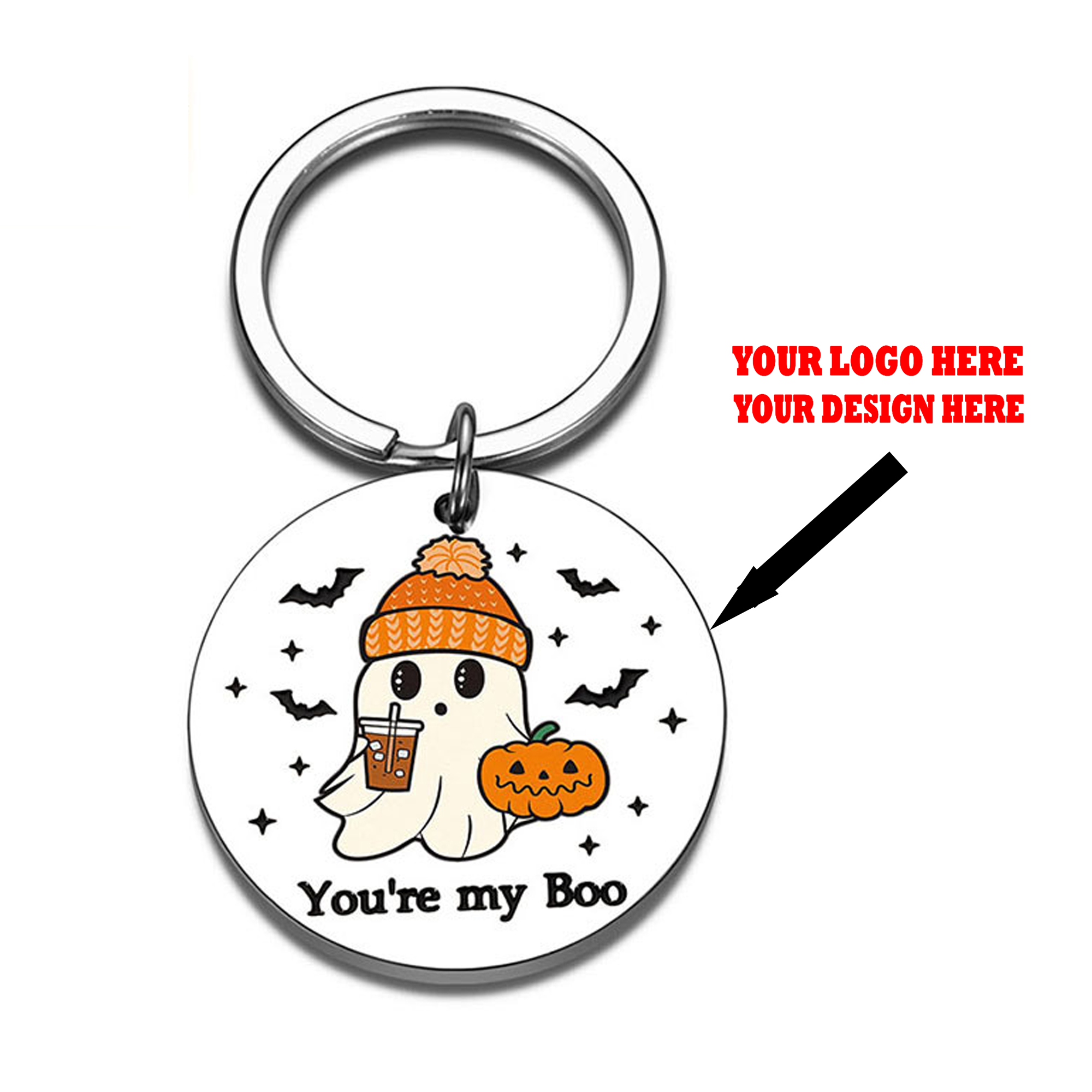 Stainless Steel Pumpkin Charm Key Ring Halloween Gift 5