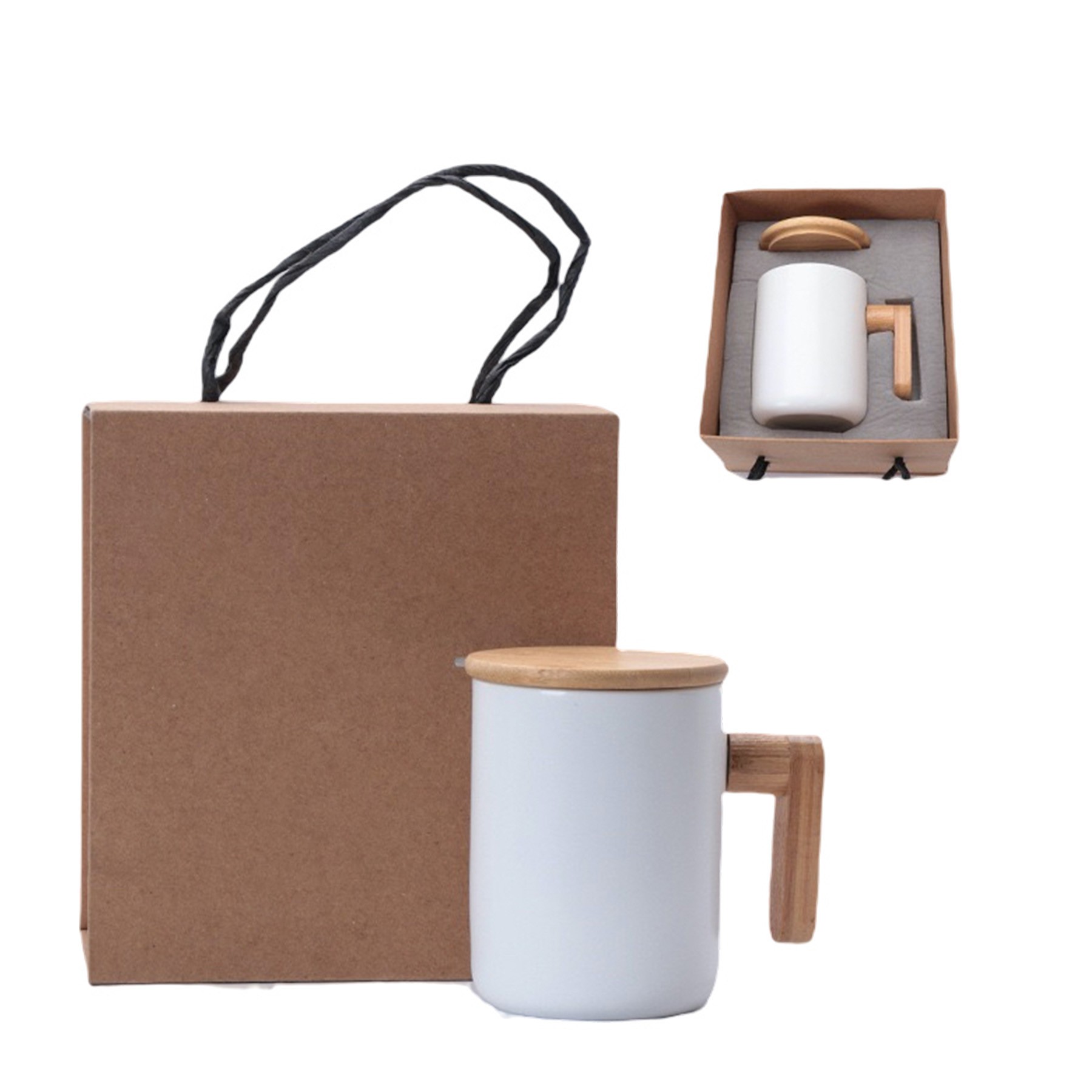 Ceramic Coffee Mug With Bamboo Handle And Lid 8