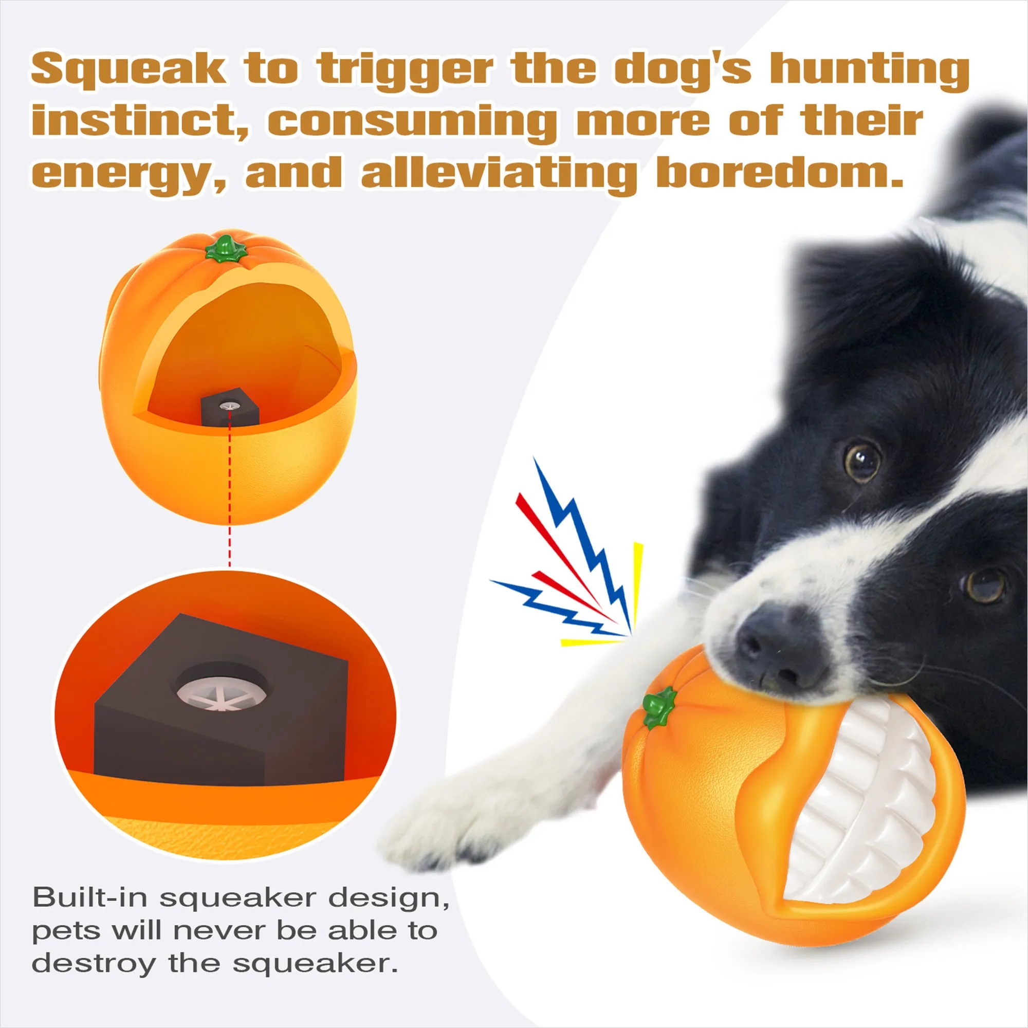 Squeaky Orange Dog Chew Toy For Teeth Cleaning 6