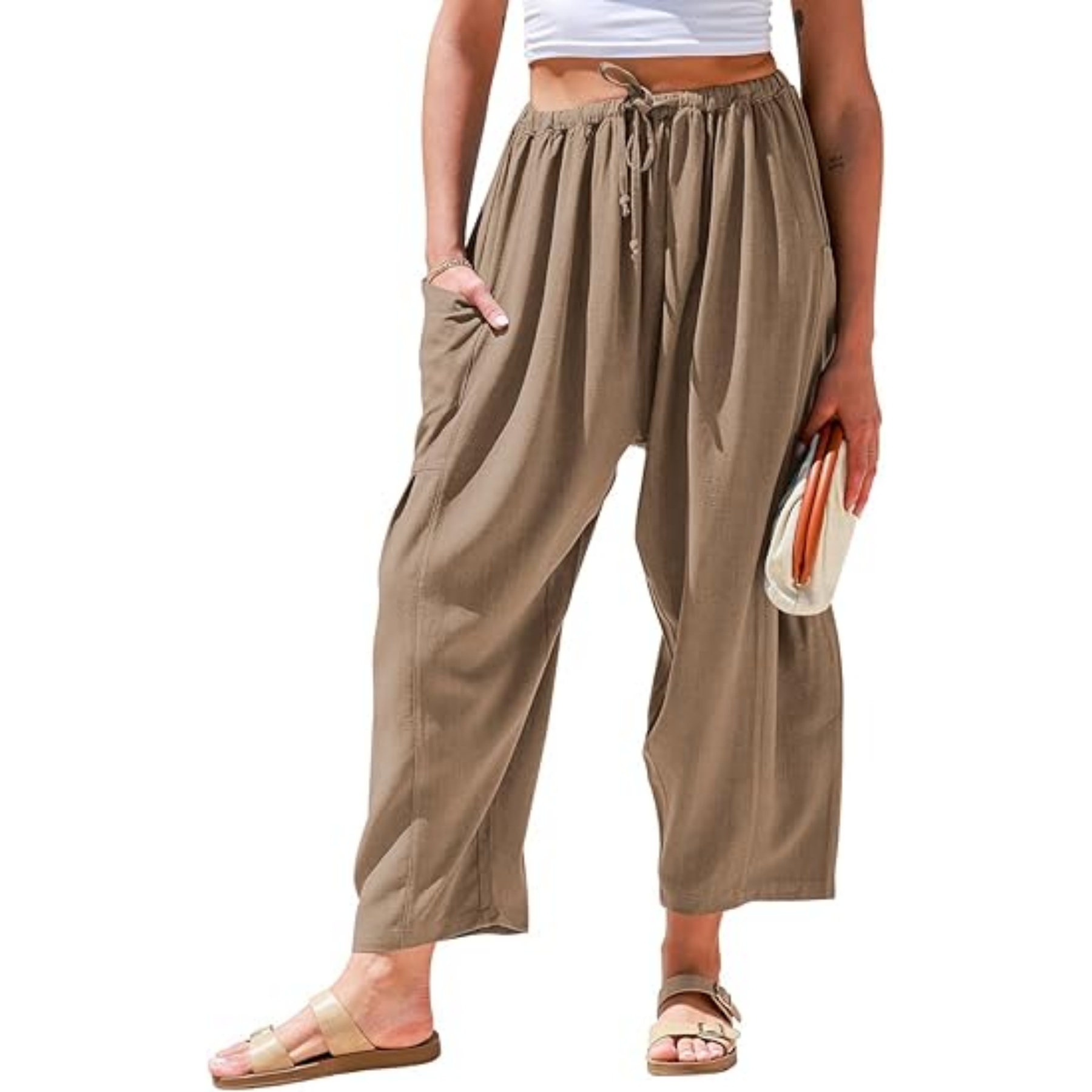 Women Linen Wide Leg Pants 4