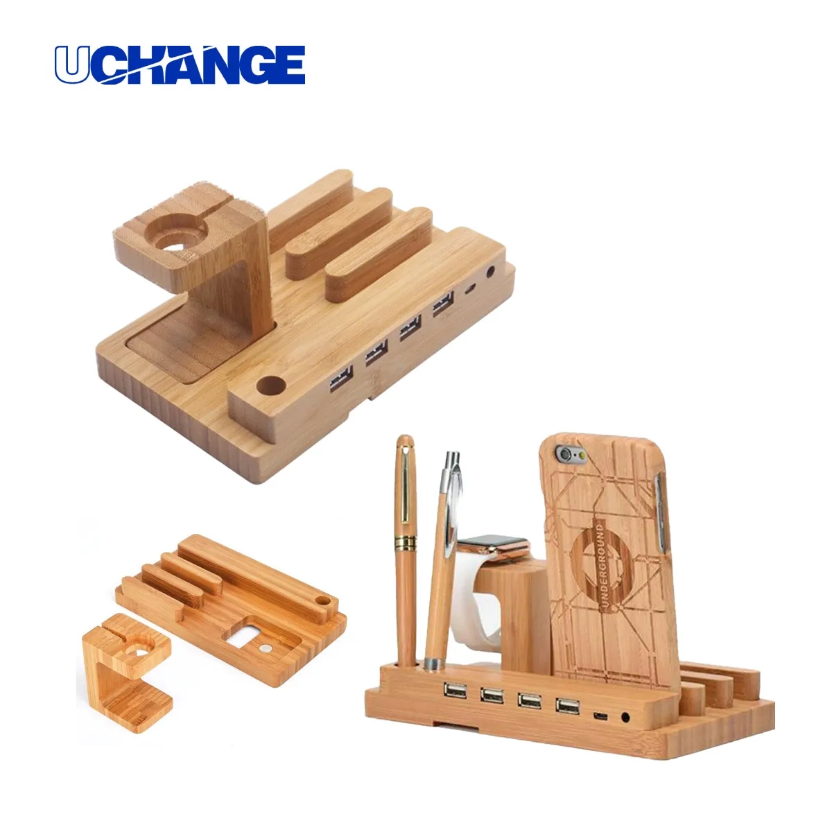 Bamboo Multi-Device Charging Dock & Organizer 6