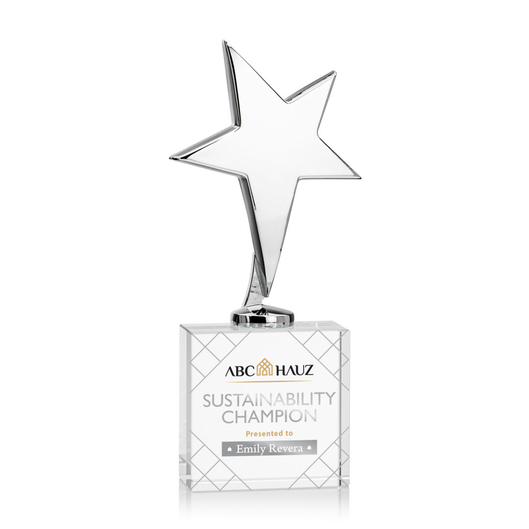 Tuscany Chrome Star VividPrint™ Award on Woodlawn Base-Clear